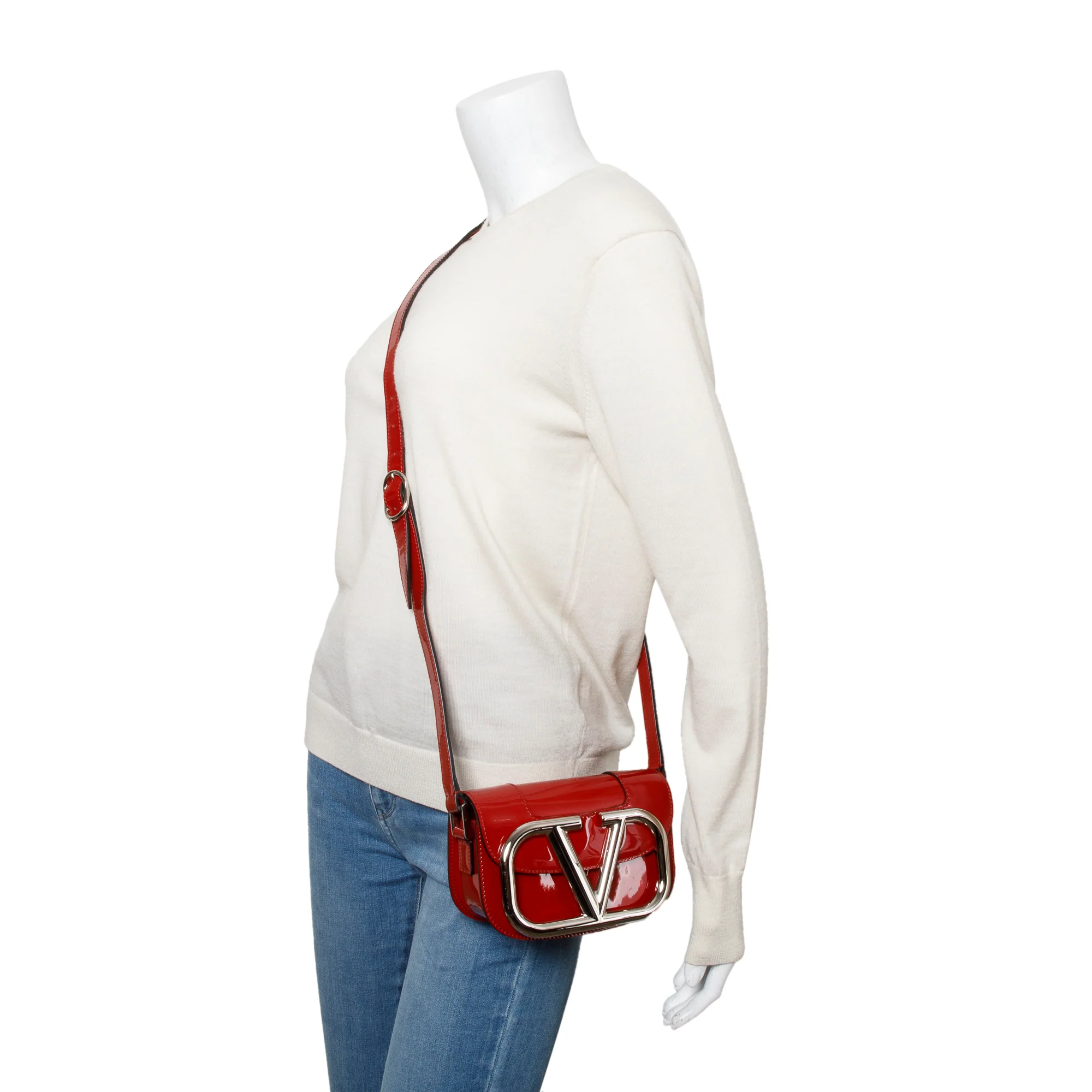 Valentino Red Patent Leather Small Supervee Crossbody Bag - Image 2