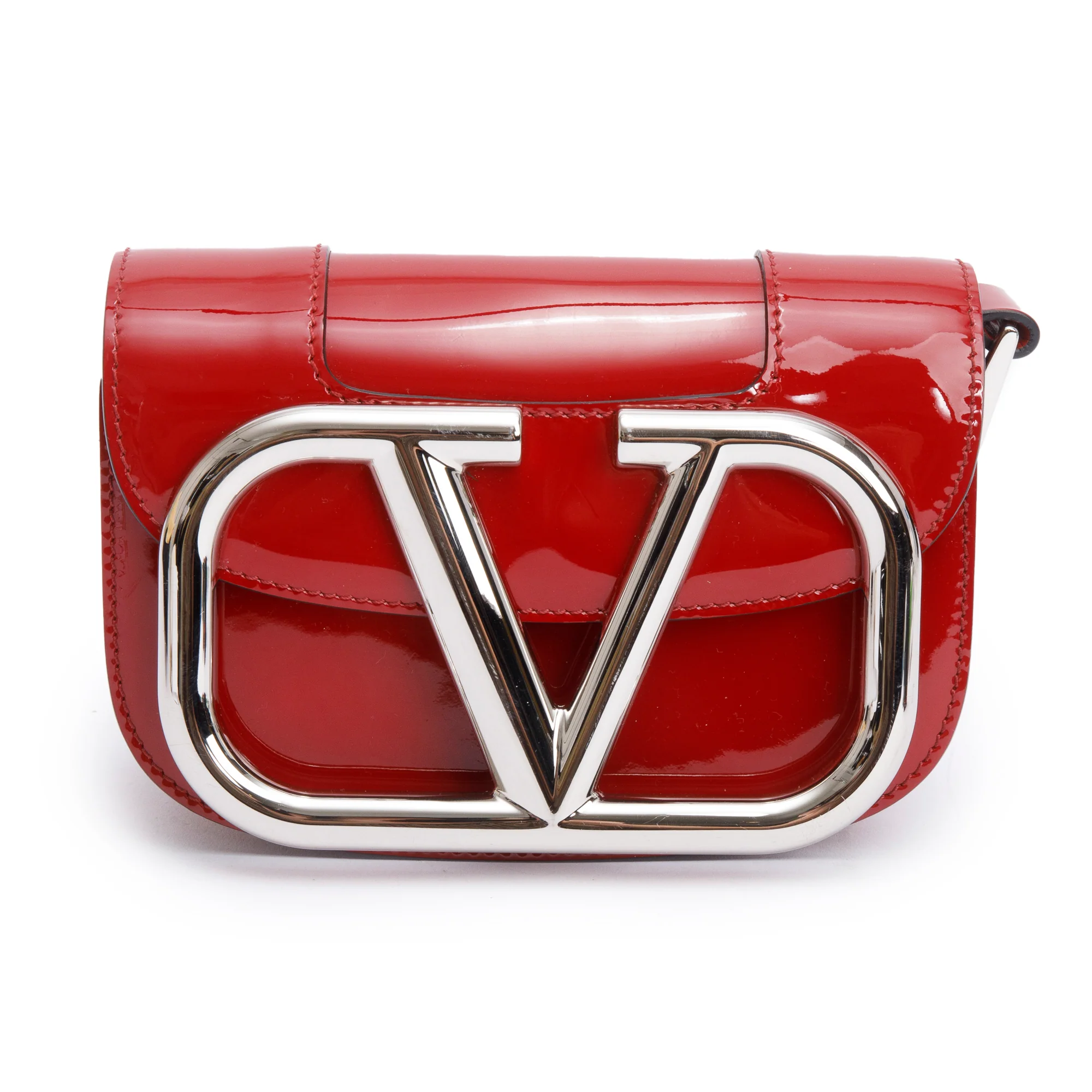 Valentino Red Patent Leather Small Supervee Crossbody Bag - Image 3
