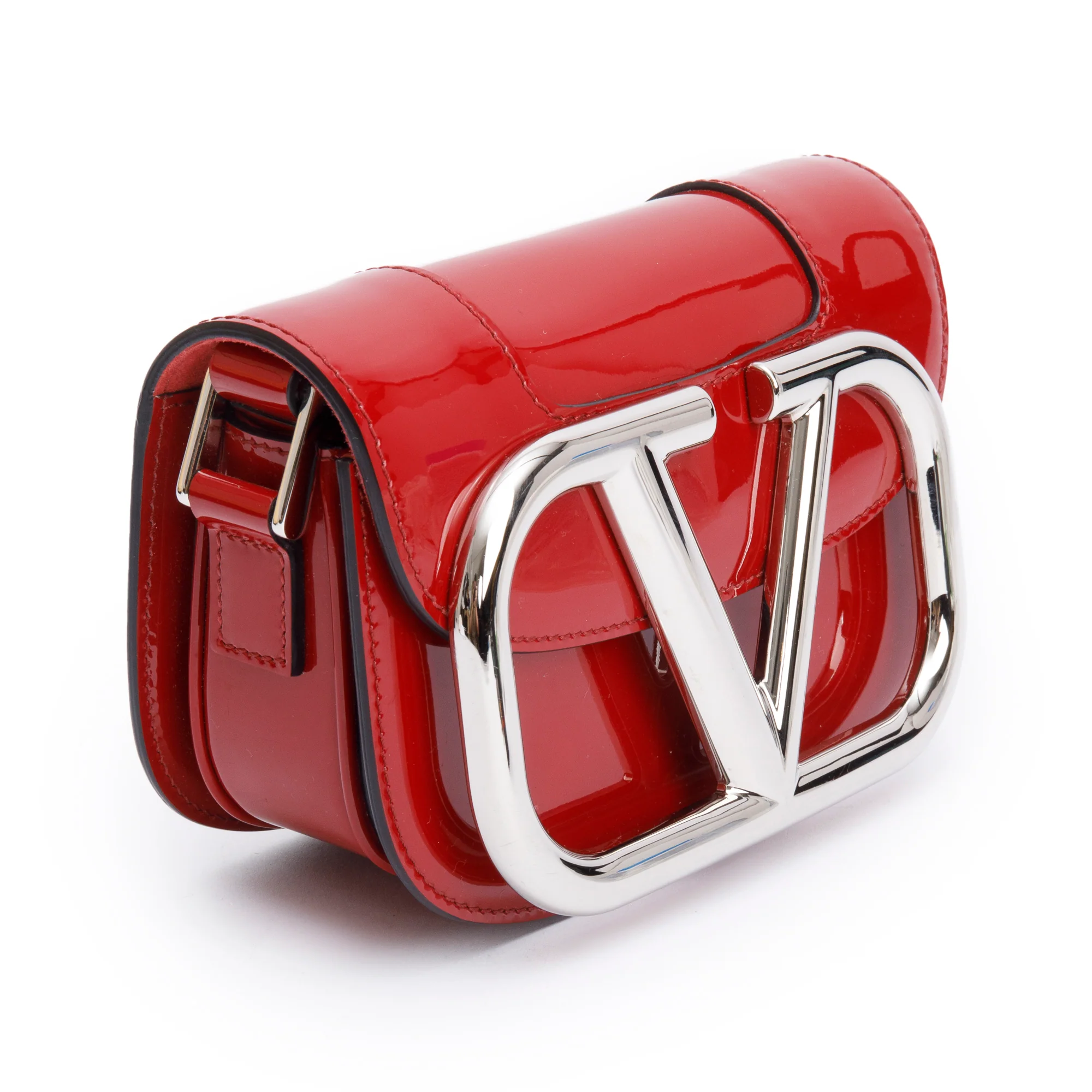 Valentino Red Patent Leather Small Supervee Crossbody Bag - Image 4
