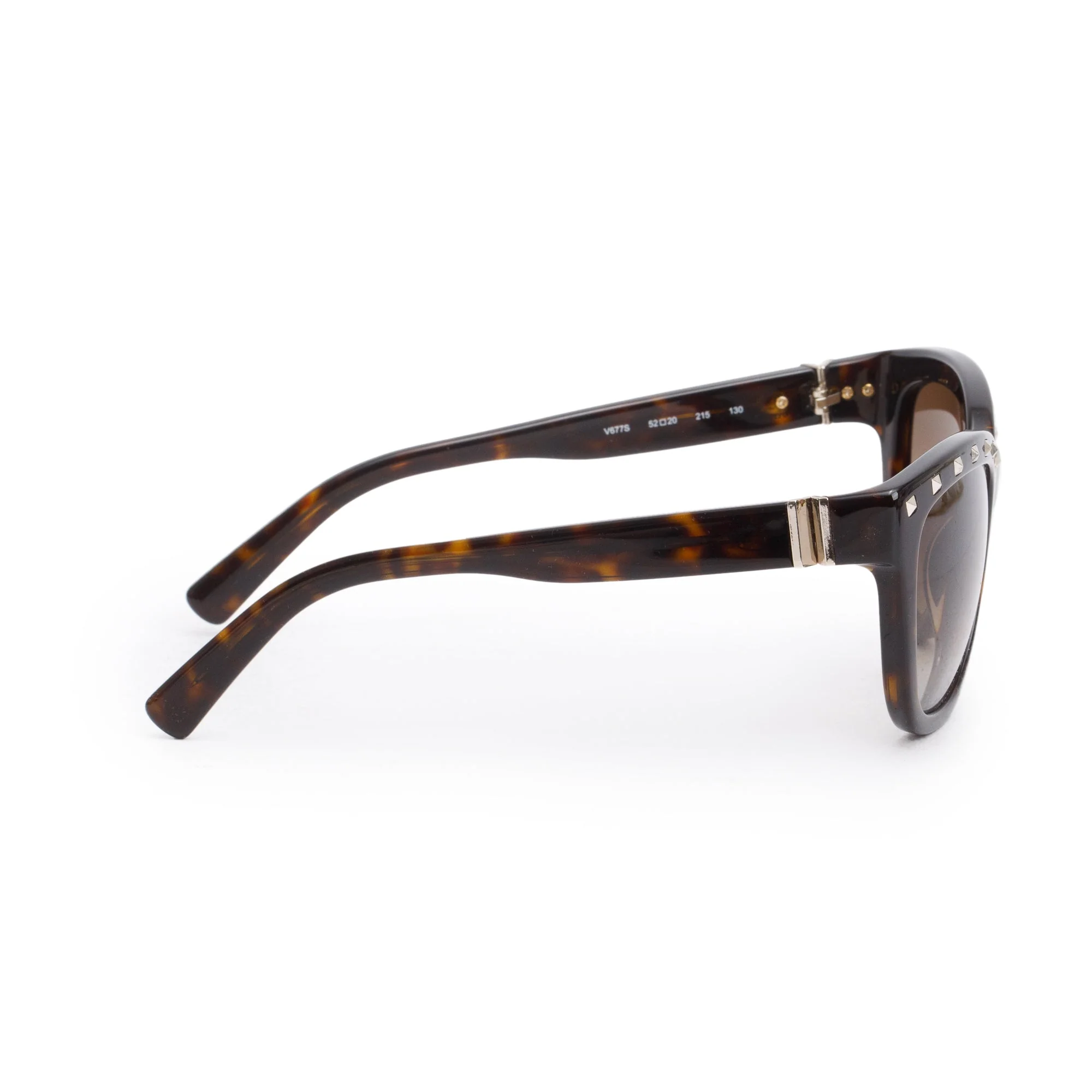 Valentino V677S Havana Acetate Rockstud Sunglasses w/ Case - Image 3