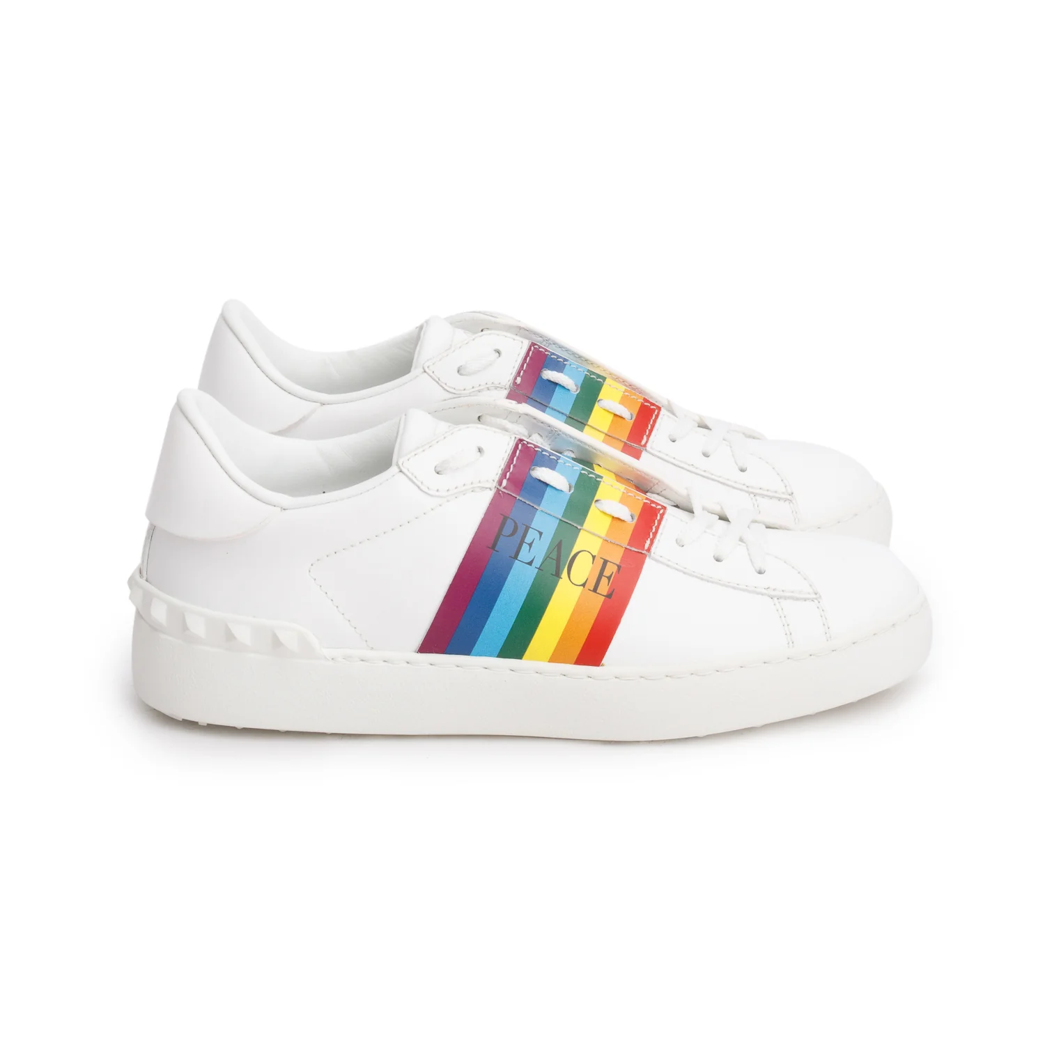 Valentino White Leather Rainbow Sneakers, Size 37.5 - Image 2