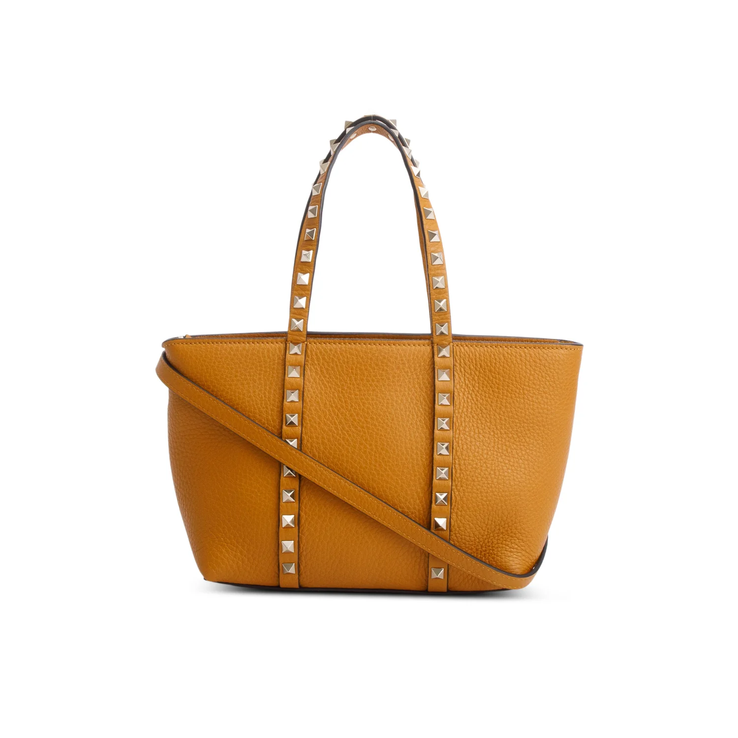 Valentino Yellow Grainy Calfskin Rockstud Mini Tote Bag w/ Strap