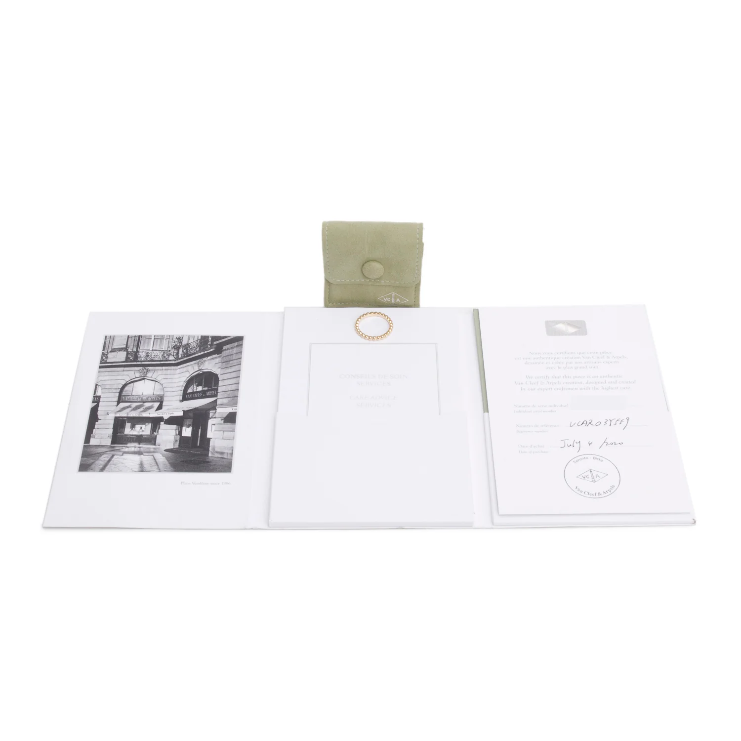 Van Cleef & Arpels 18k Rose Gold Perlee Pearls of Gold Ring, Medium Model Size 59 8.75 w/ Certificate & Carry Pouch - Image 2