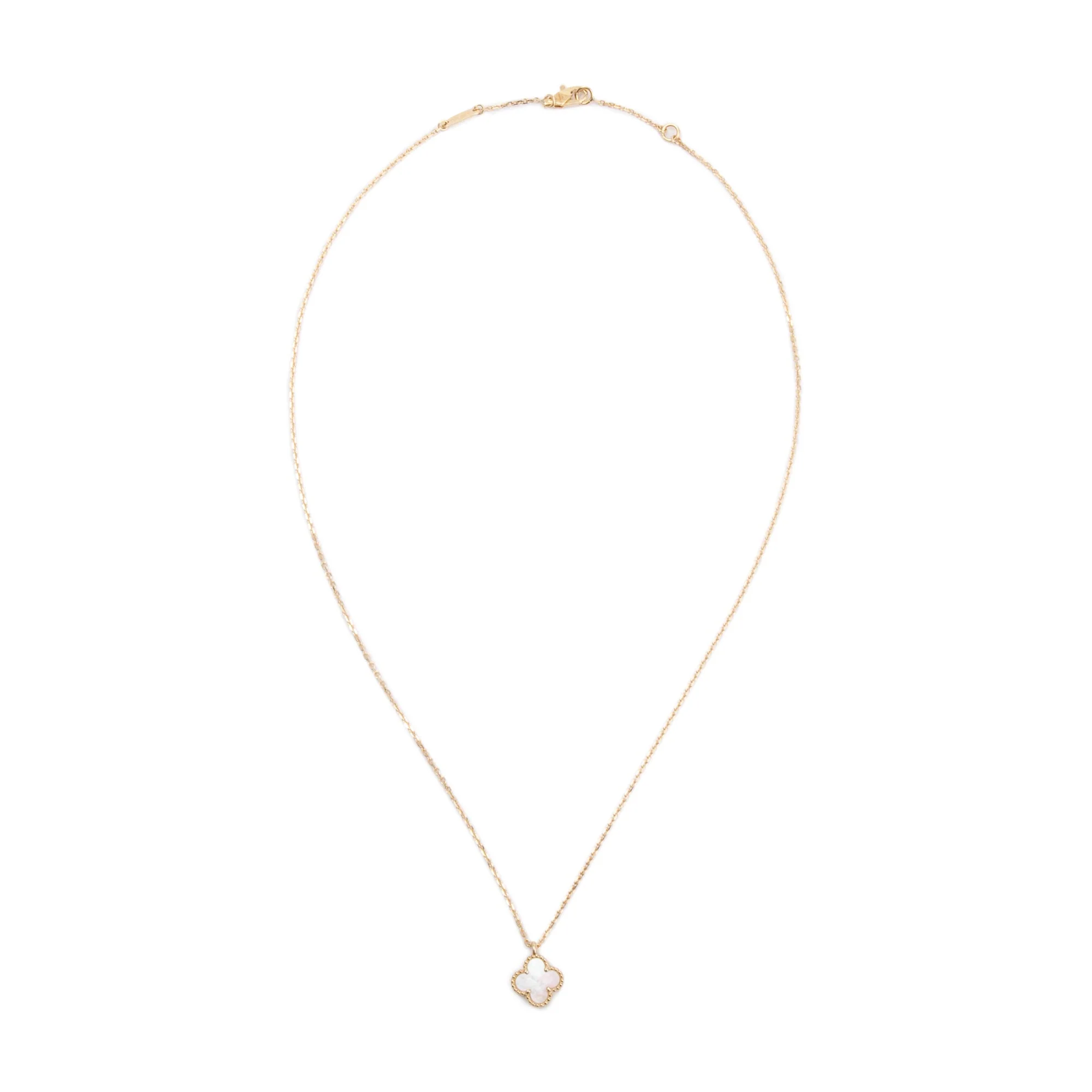 Van Cleef & Arpels 18k Rose Gold Sweet Alhambra Mother of Pearl Pendant Necklace w/ Box & Certificate