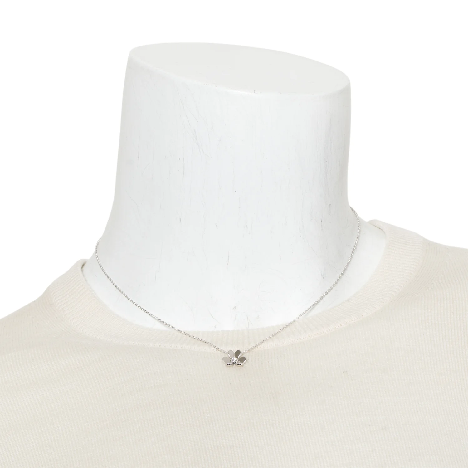 Van Cleef & Arpels 18k White Gold Diamond Frivole Pendant Necklace, Mini Model w/ Box, Receipt & Certificate - Image 2