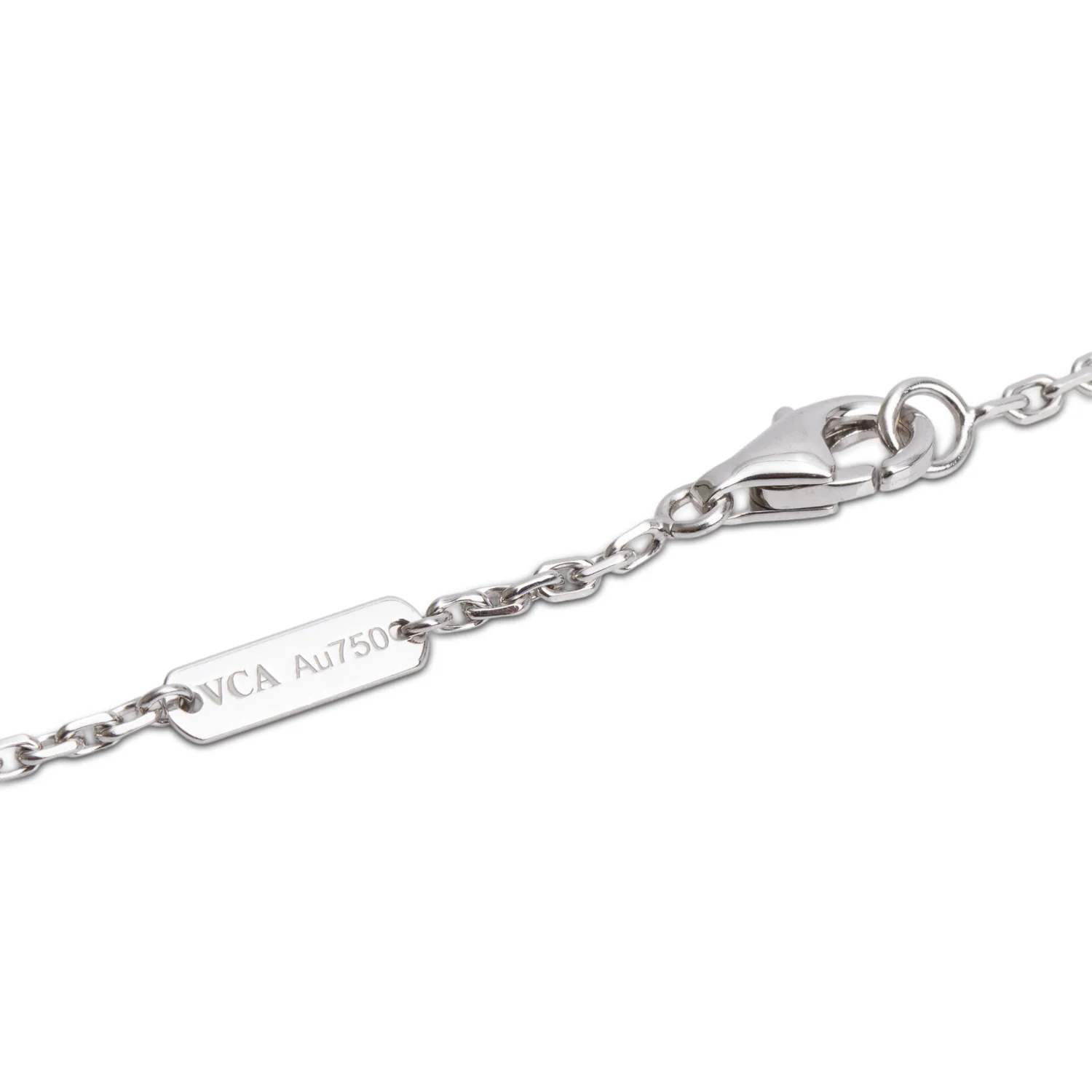 Van Cleef & Arpels 18k White Gold Magic Alhambra Mother Of Pearl Pendant Necklace w/ Pouch - Image 3