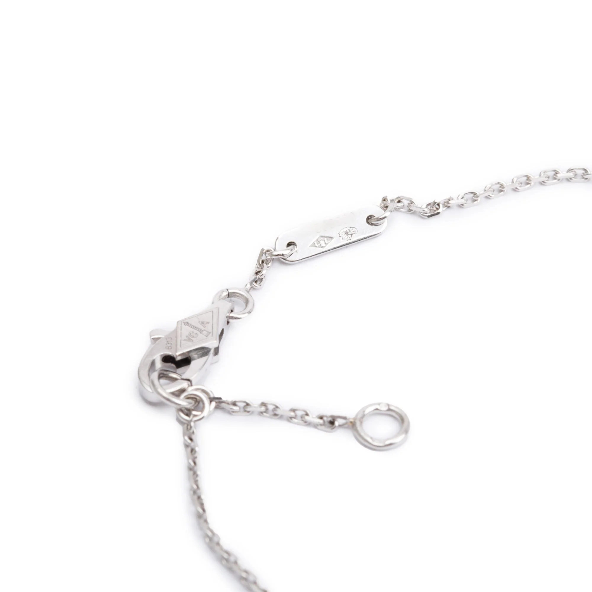 Van Cleef & Arpels 18k White Gold Sweet Alhambra 1 Motif Diamond Bracelet w/ Box & Receipt - Image 4