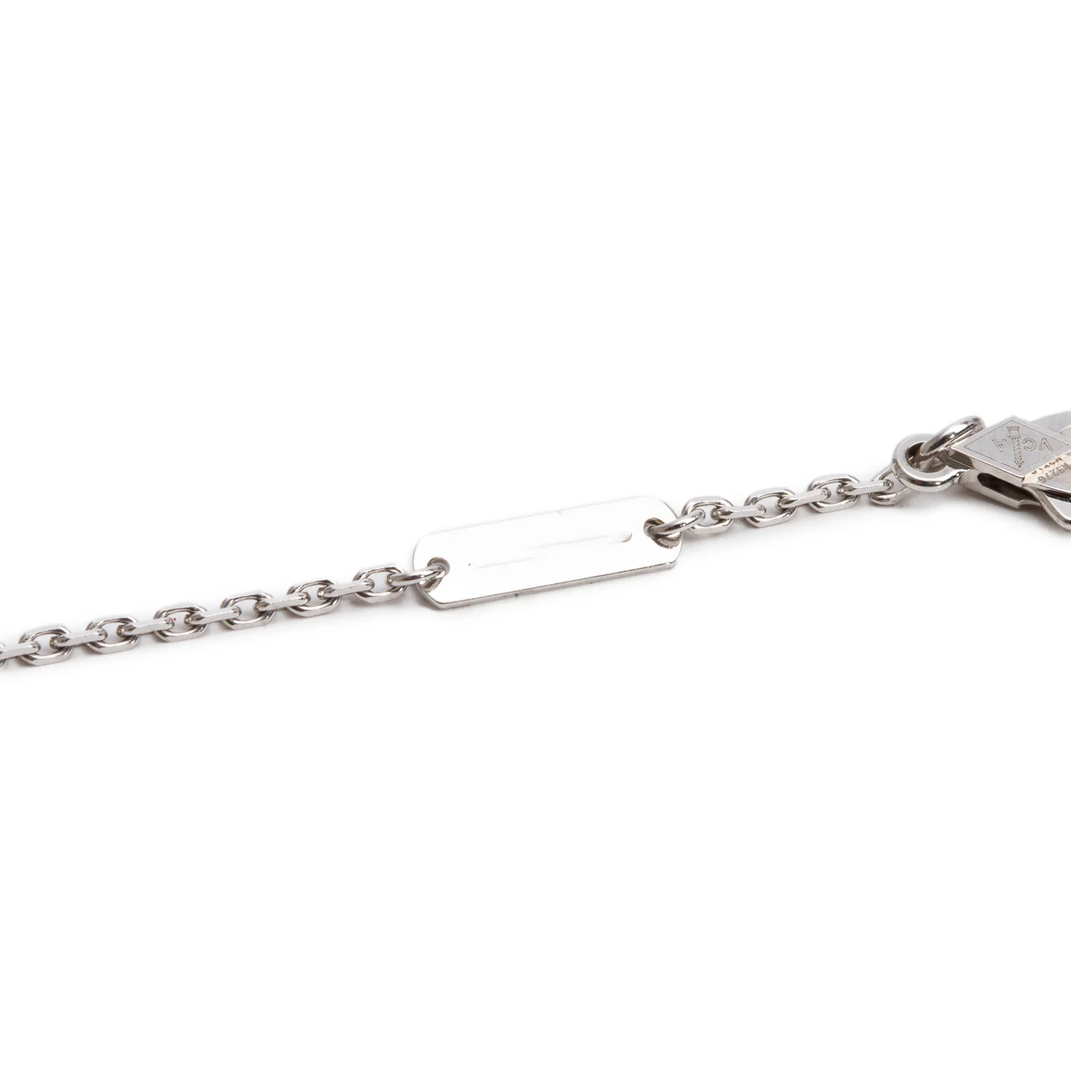 Van Cleef & Arpels 18k White Gold Vintage Alhambra Mother of Pearl Pendant Necklace w/ Carry Pouch - Image 5