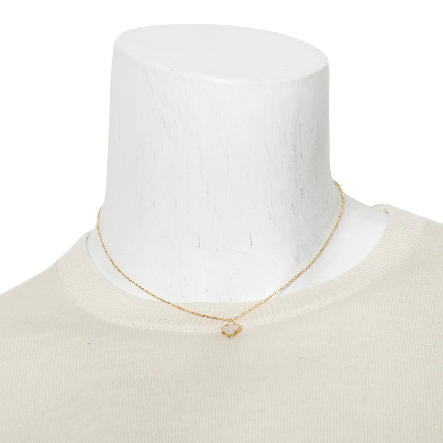 Van Cleef & Arpels 18k Yellow Gold Sweet Alhambra Mother of Pearl Pendant Necklace w/ Box & Certificate - Image 2
