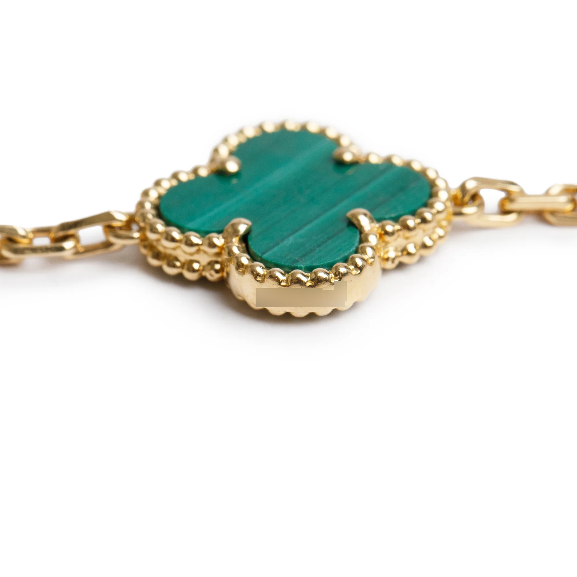 Van Cleef & Arpels 18k Yellow Gold Vintage 5 Motif Malachite Bracelet - Image 3