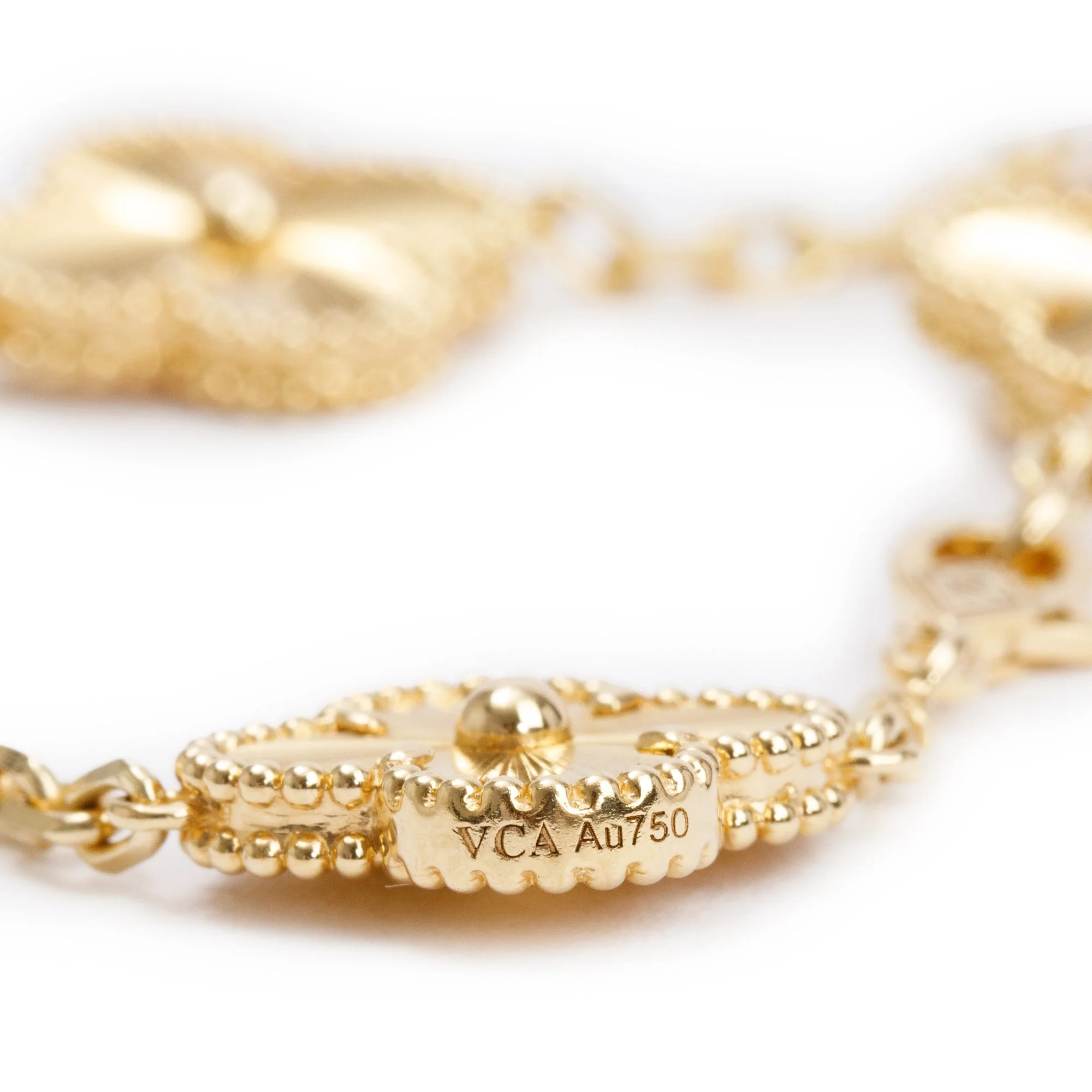 Van Cleef & Arpels 18k Yellow Gold Vintage Alhambra 5 Motif Bracelet - Image 4