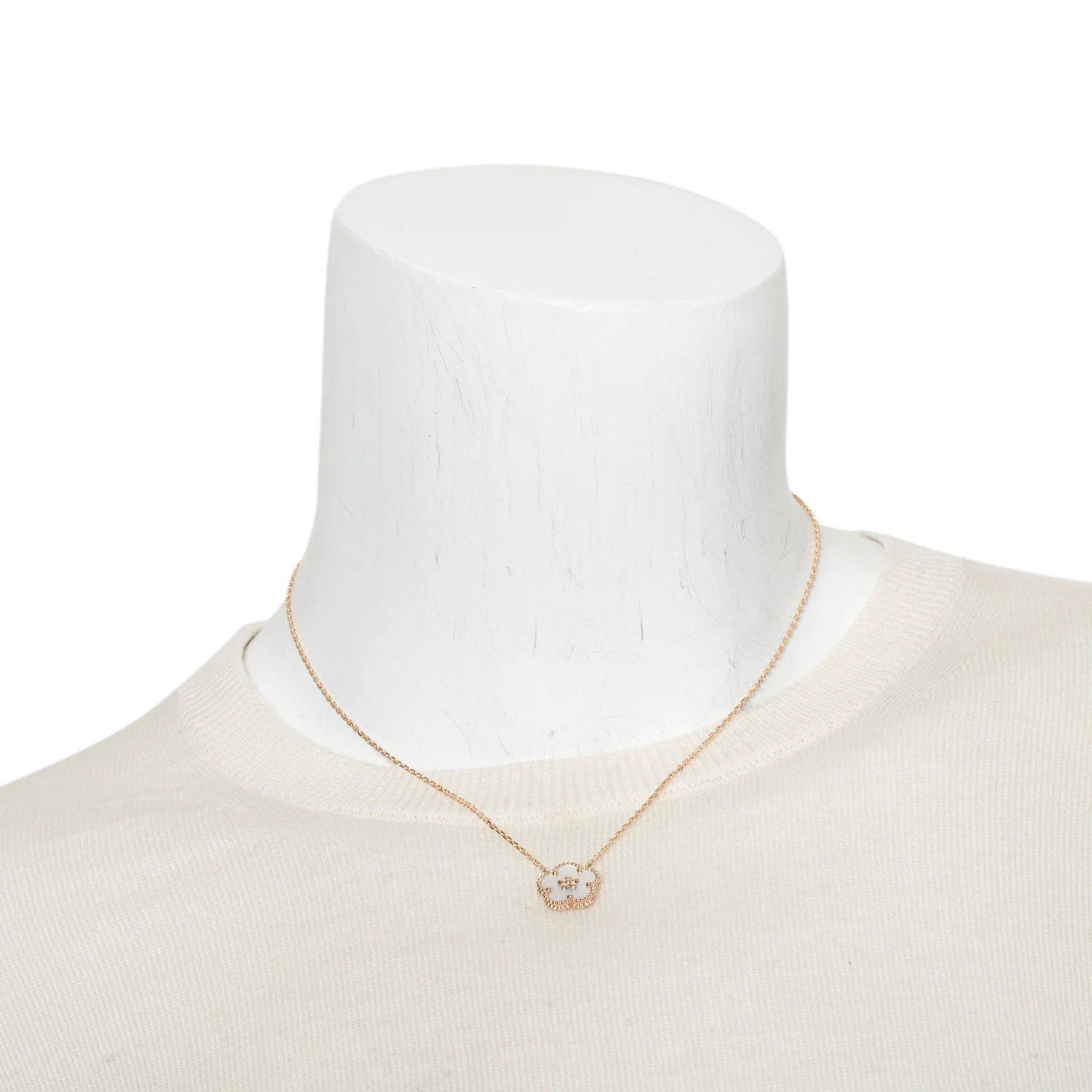 Van Cleef & Arpels 2025 18k Rose Gold Mother of Pearl Lucky Spring Pendant Necklace, Plum Blossom w/ Box, Receipt & Certificate - Image 5