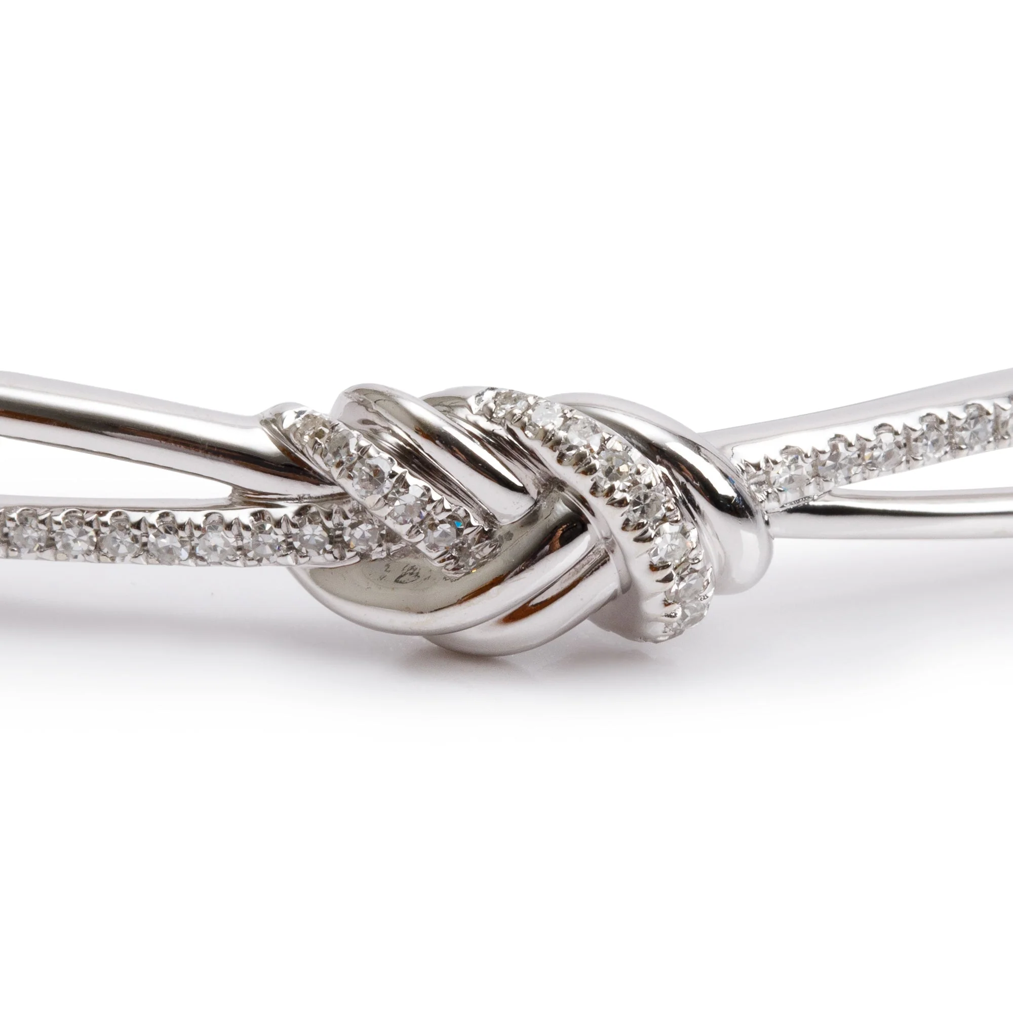 Vera Wang 14k White Gold Diamond Love Knot Bangle Bracelet w/ Box - Image 3