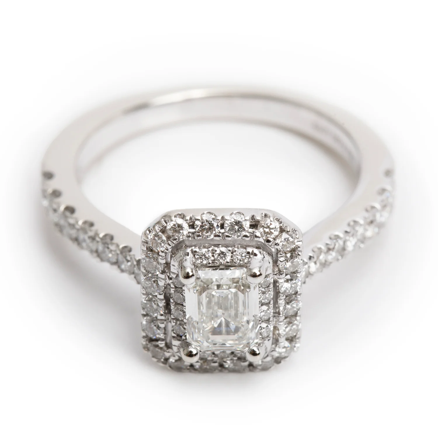 Vera Wang 14k White Gold Love Emerald Cut Diamond Engagement Ring, Size 6.25 w/ Box & Certificate - Image 3