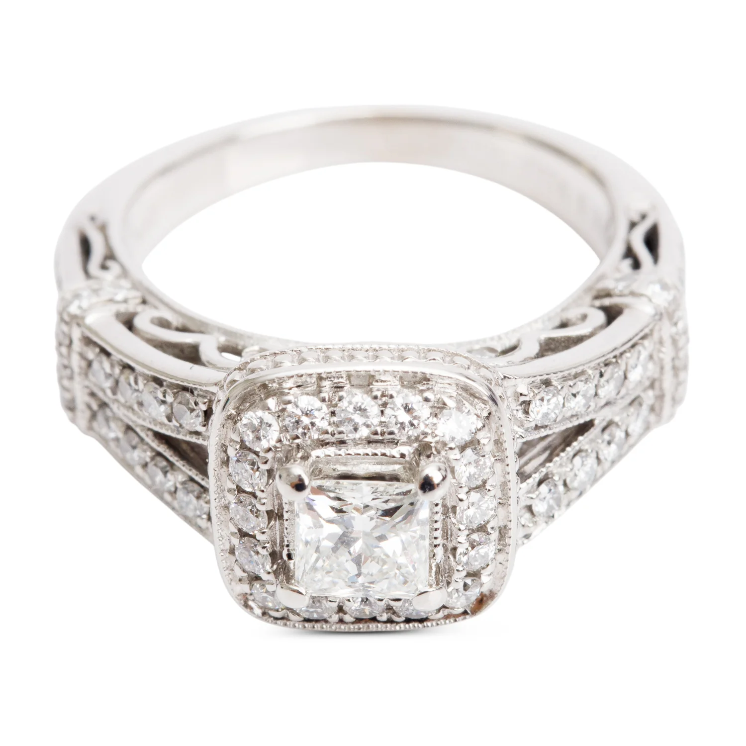 Vera Wang 14k White Gold Love Princess Cut Diamond Engagement Ring, Size 4.75 w/ Box - Image 3