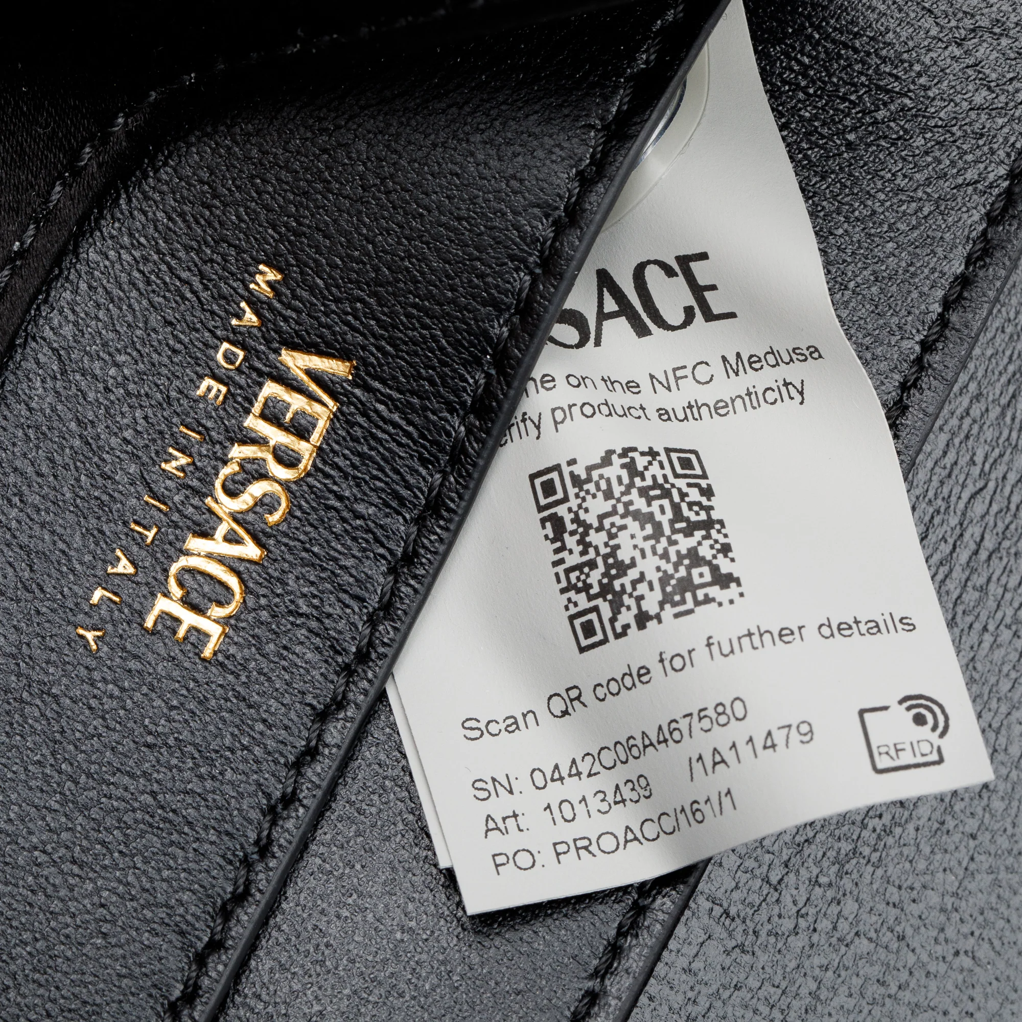 Versace 2024 Black Satin La Medusa Mini Handle Bag w/ Strap, Box & Receipt - Image 9