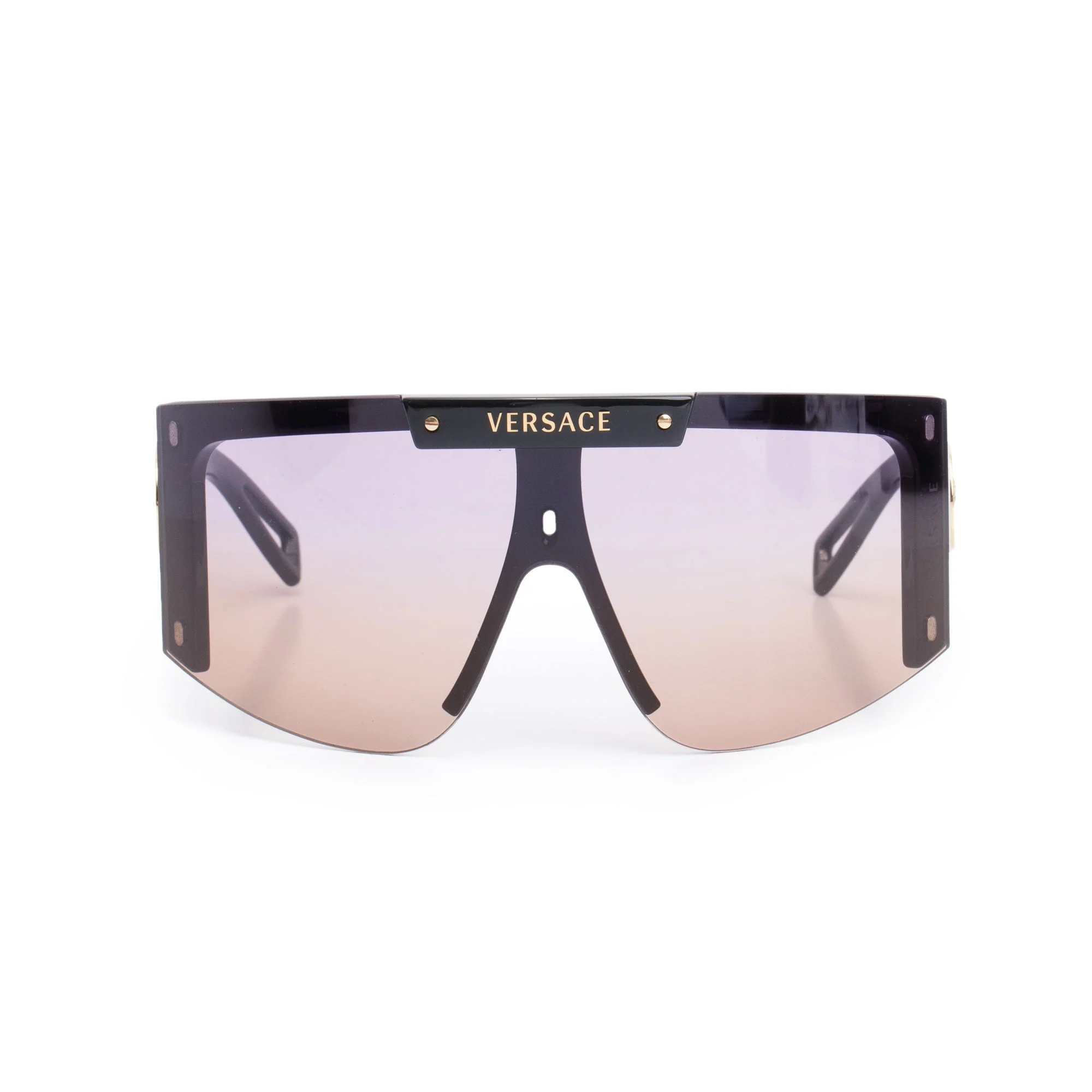 Versace 4393 Black Acetate Medusa Shield Sunglasses w/ Box & Case