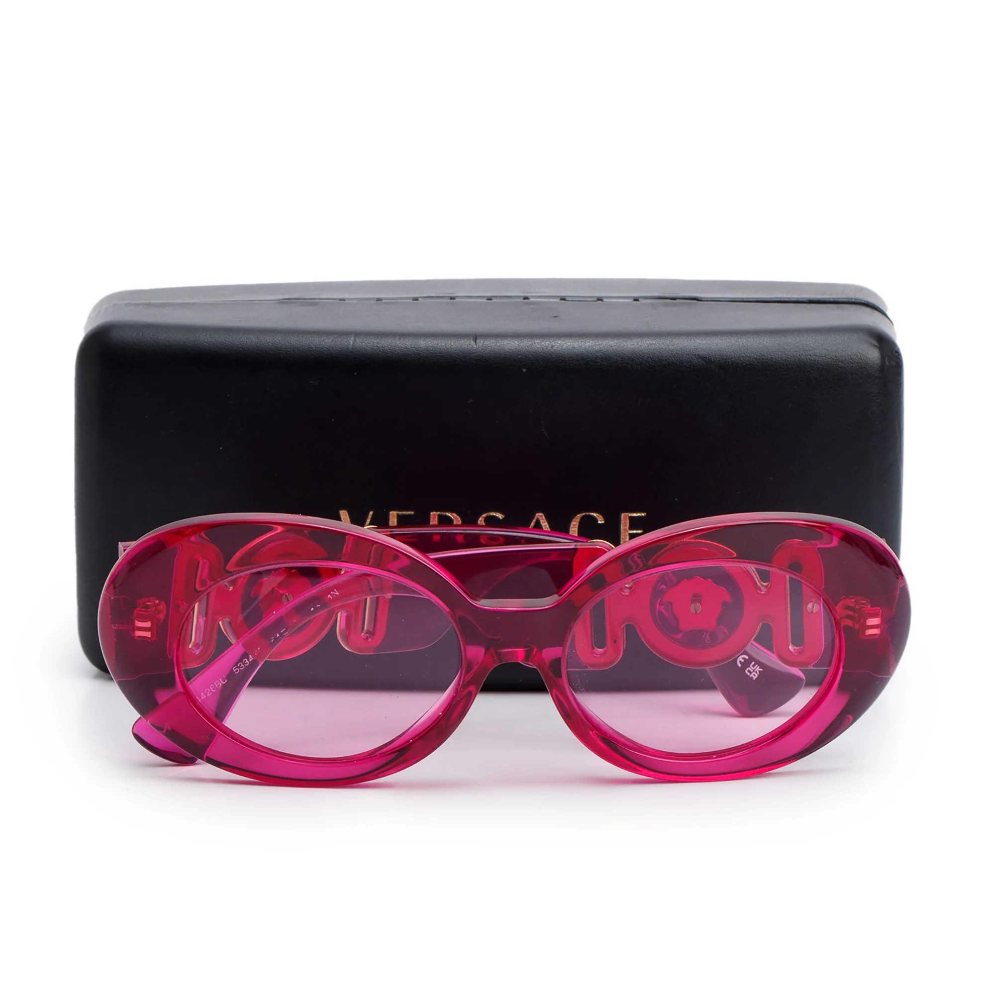 Versace 4426BU Transparent Pink Acetate Crystal Medusa Oval Sunglasses w/ Case - Image 2