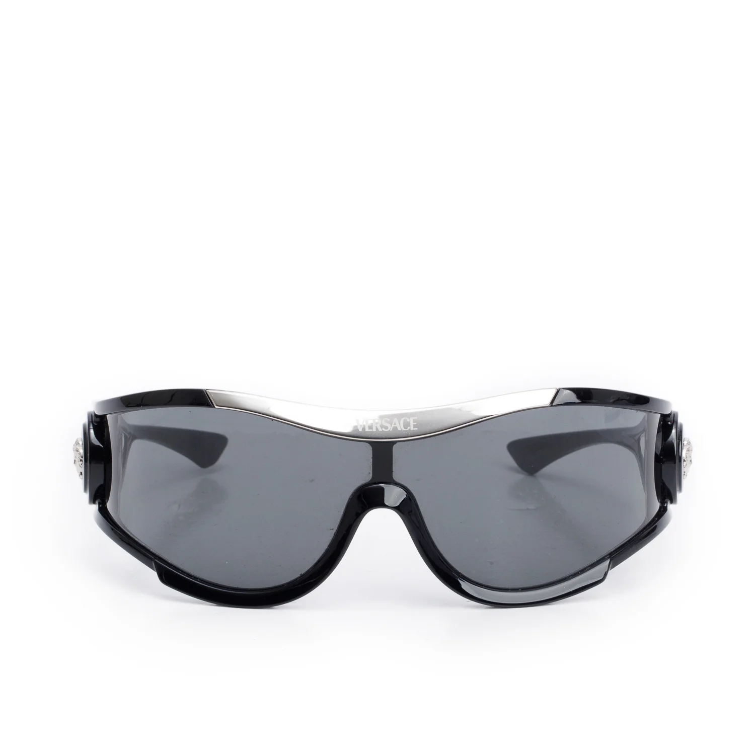 Versace 4475 Black Acetate Medusa Shield Sunglasses w/ Case