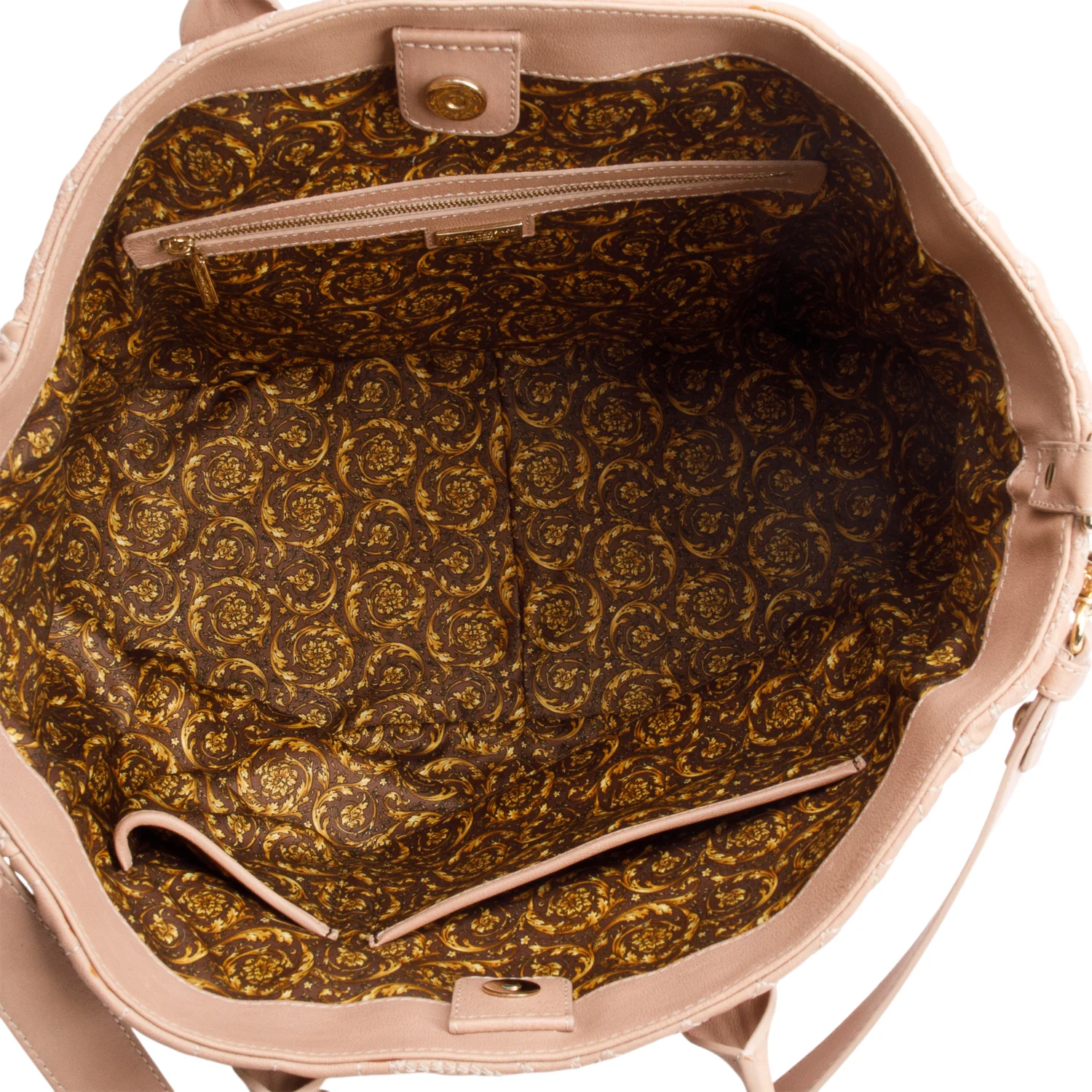 Versace Beige Quilted Calfskin Leather Tassel Elettra Vanitas Tote Bag - Image 8