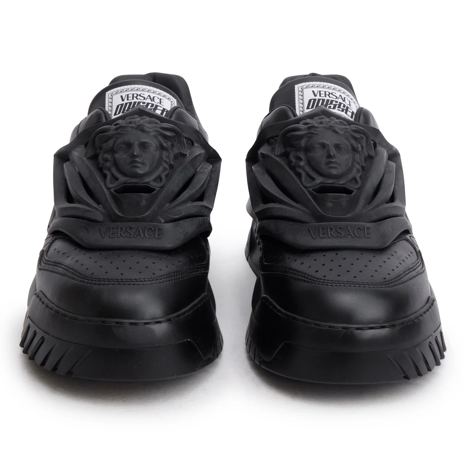 Versace Black Calf Leather Odissea Medusa Insignia Sneakers, Men's Size 46.5 - Image 3