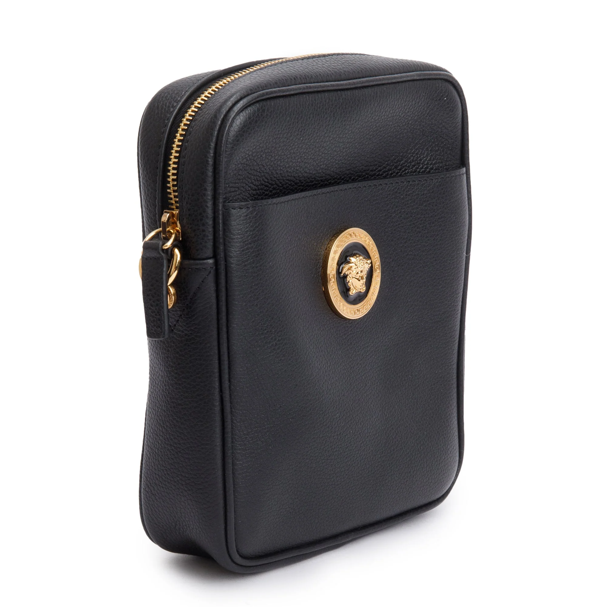 Versace Black Calfskin Leather Medusa Biggie Crossbody Bag - Image 3