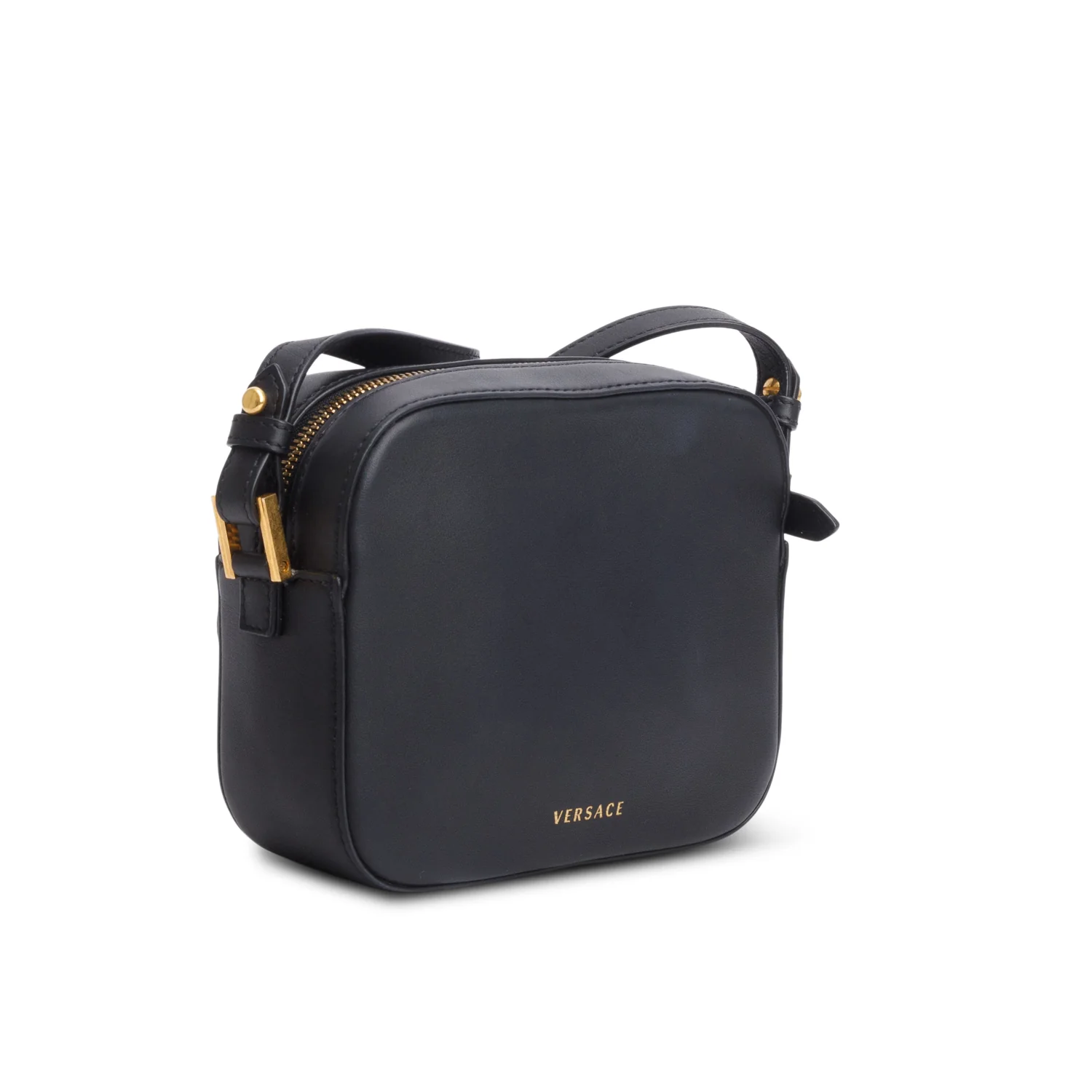 Versace Black Calfskin Leather Virtus Camera Bag - Image 6