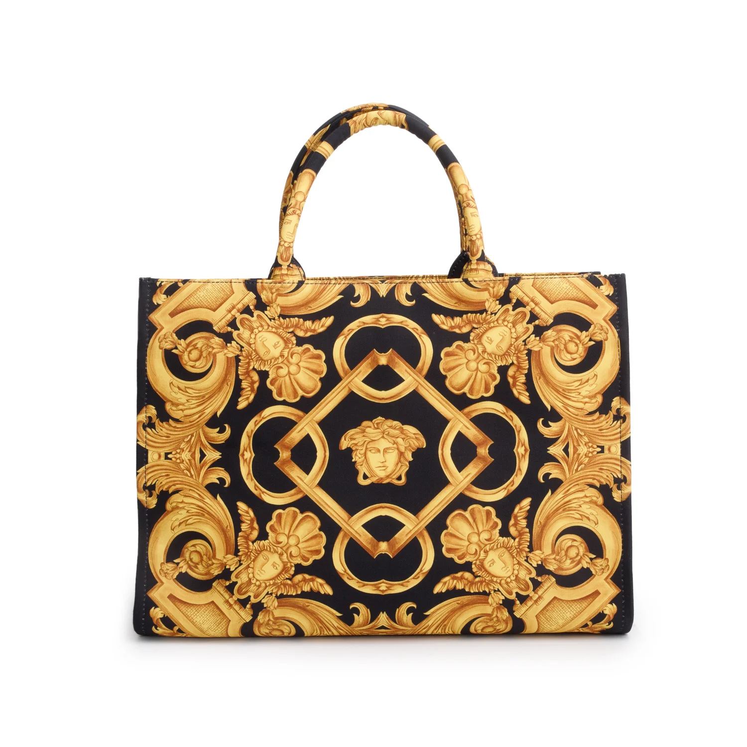 Versace Black/Gold Barocco Canvas Large Tote w/ Strap - Image 2