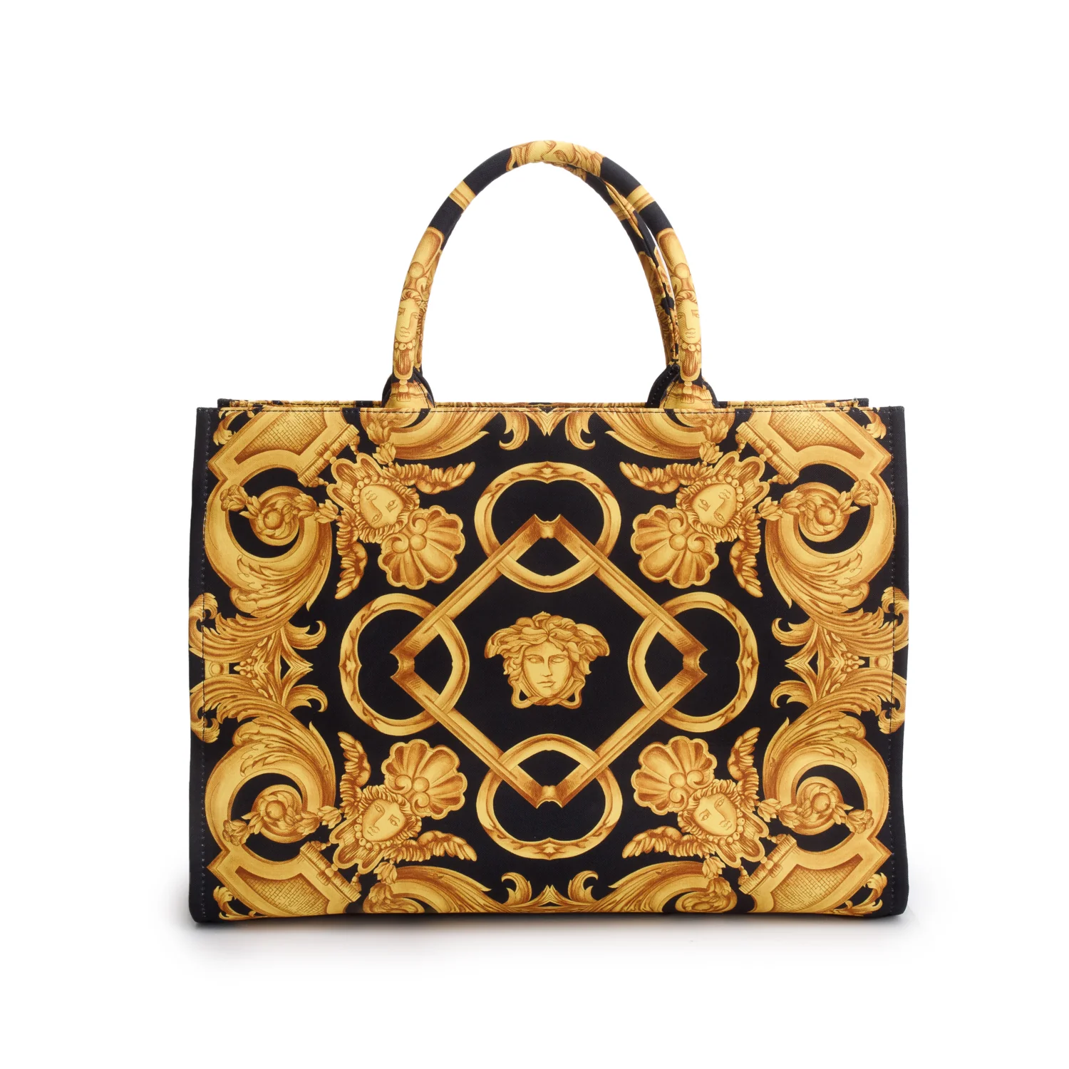 Versace Black/Gold Barocco Canvas Large Tote w/ Strap - Image 4