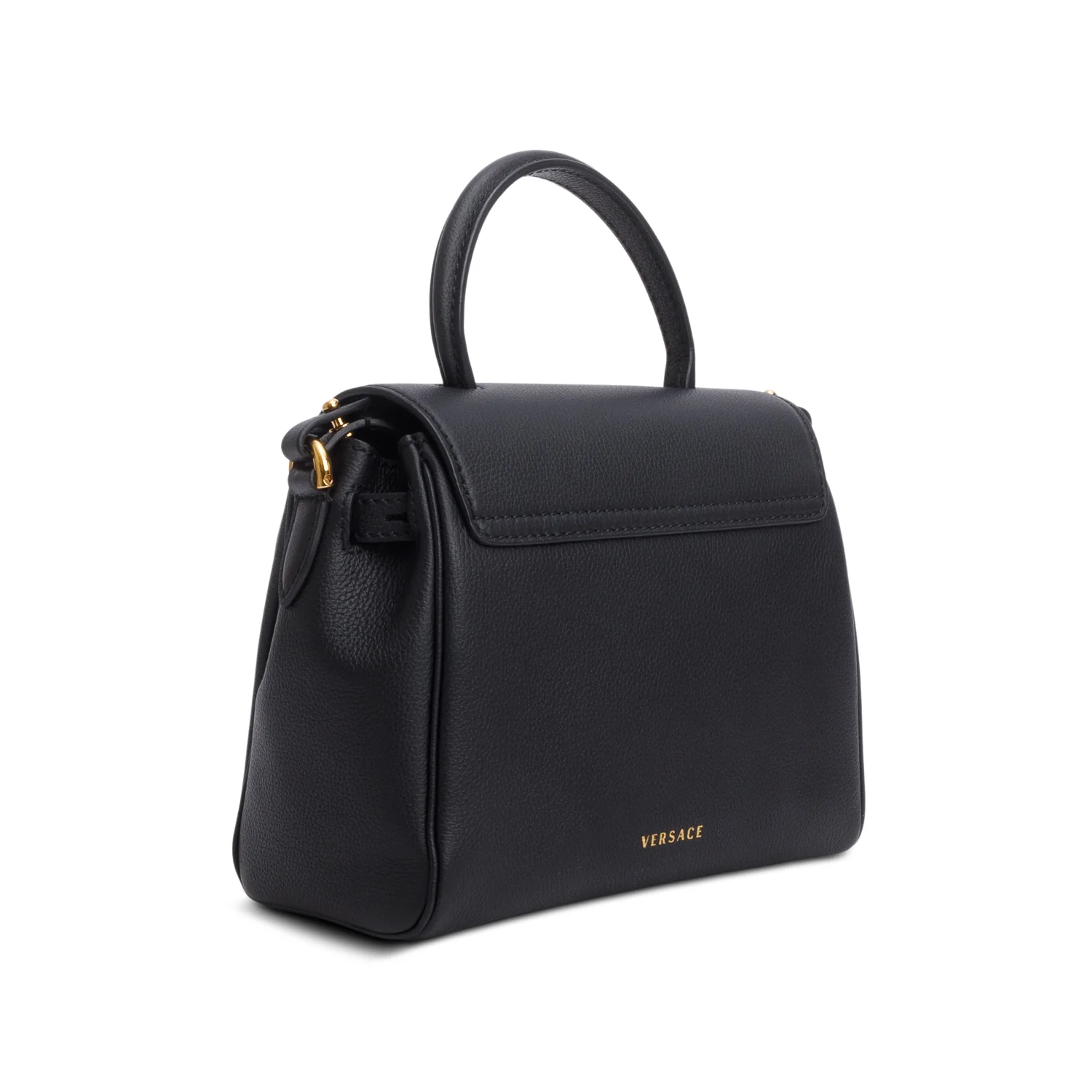 Versace Black Grained Leather La Medusa Small Handbag w/ Straps - Image 6