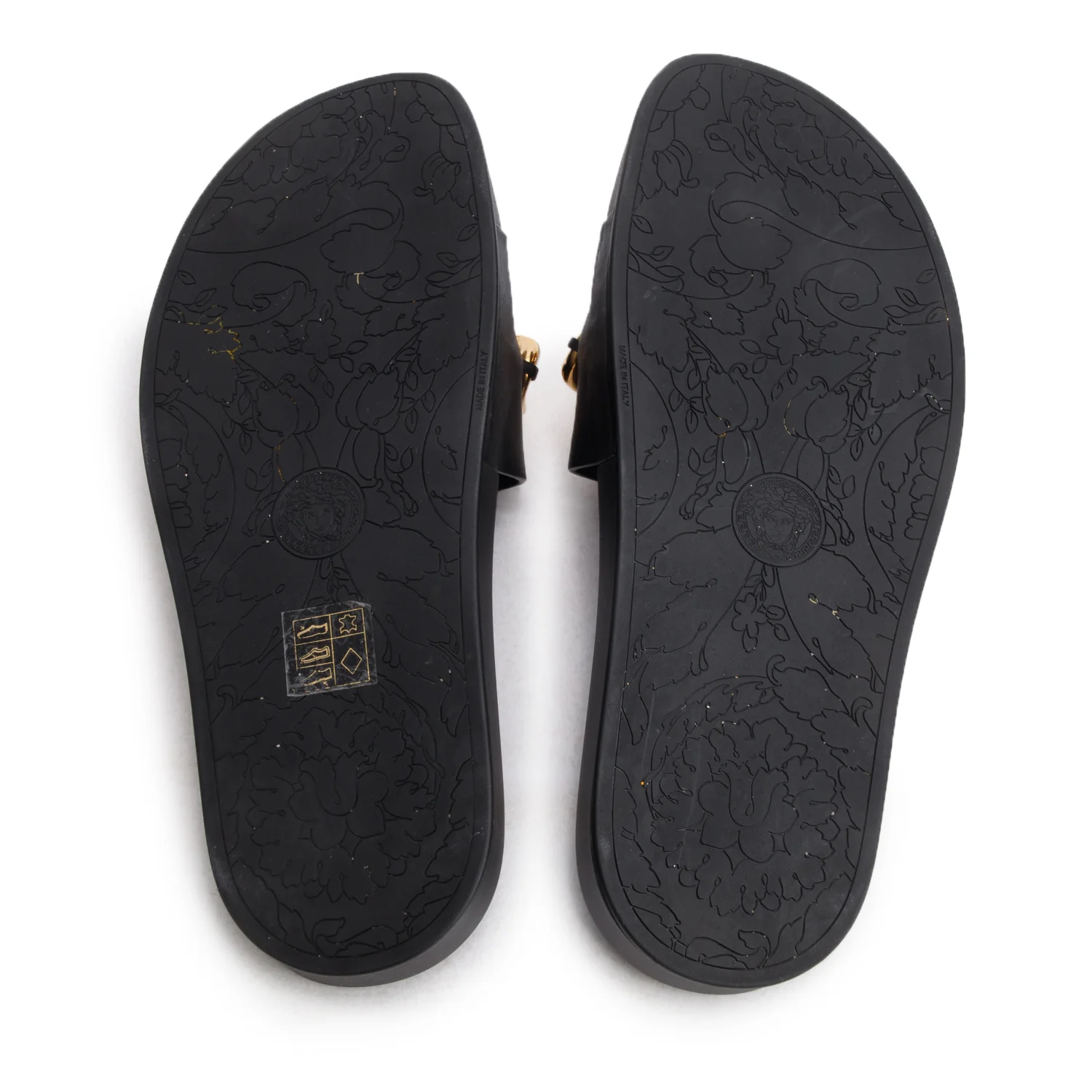 Versace Black Leather/Rubber Chain Slides, Women's Size 41 w/ Box - Image 5