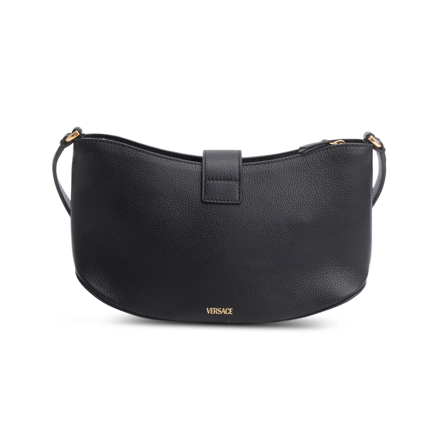 Versace Black Leather Virtus Hobo Shoulder Bag - Image 5
