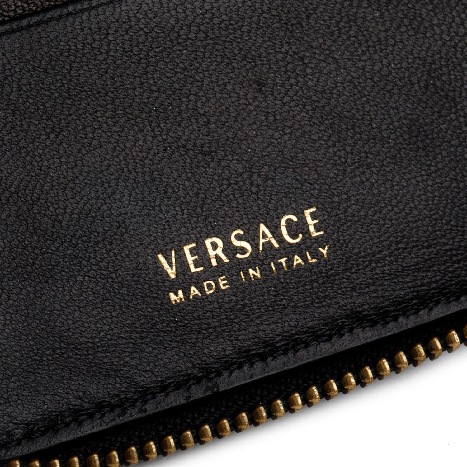 Versace Black Nappa Quilted Leather Compact Zip Around Wallet - Image 5