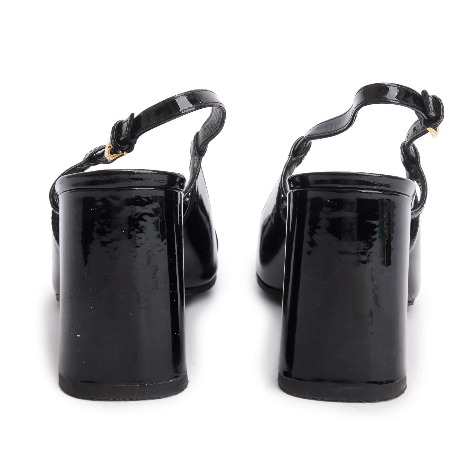 Versace Black Patent Leather Slingback Pumps, Size 41 w/ Box - Image 5