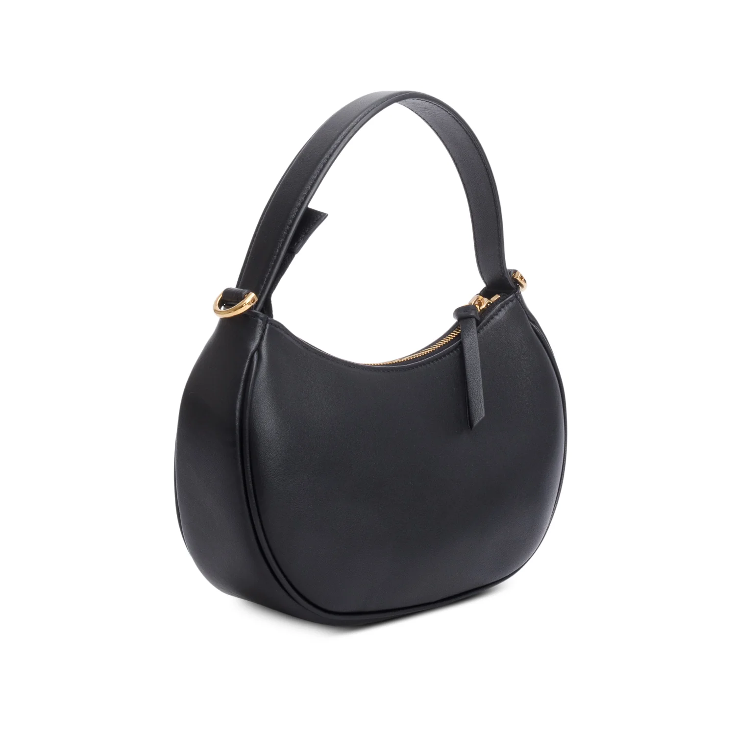Versace Black Quilted Leather Medusa Half Moon Shoulder Bag w/ Strap - Image 6