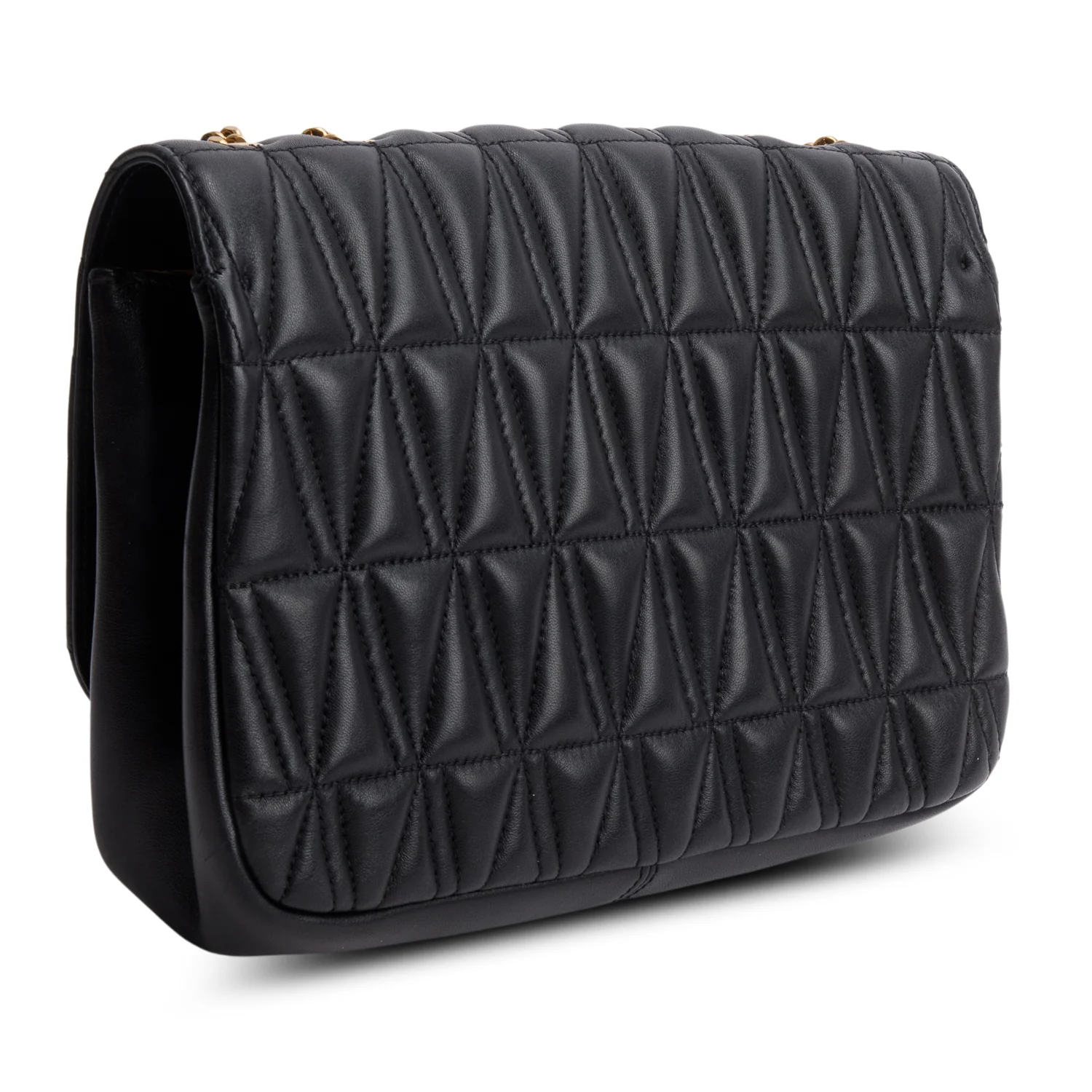 Versace Black Quilted Leather Virtus Shoulder Bag w/ Box - Image 6