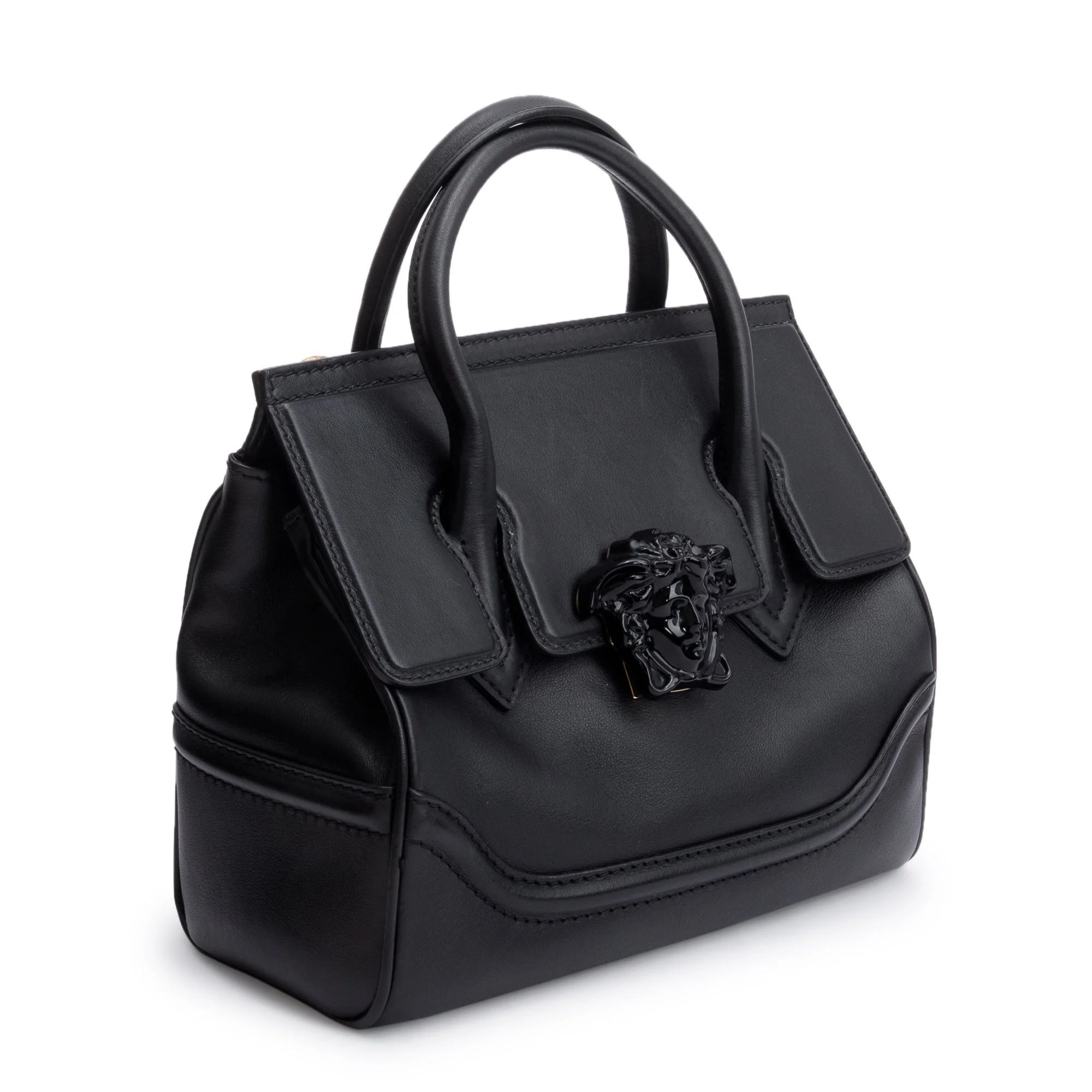 Versace Black Saffiano Leather Palazzo Empire Handle Bag w/ Strap - Image 4