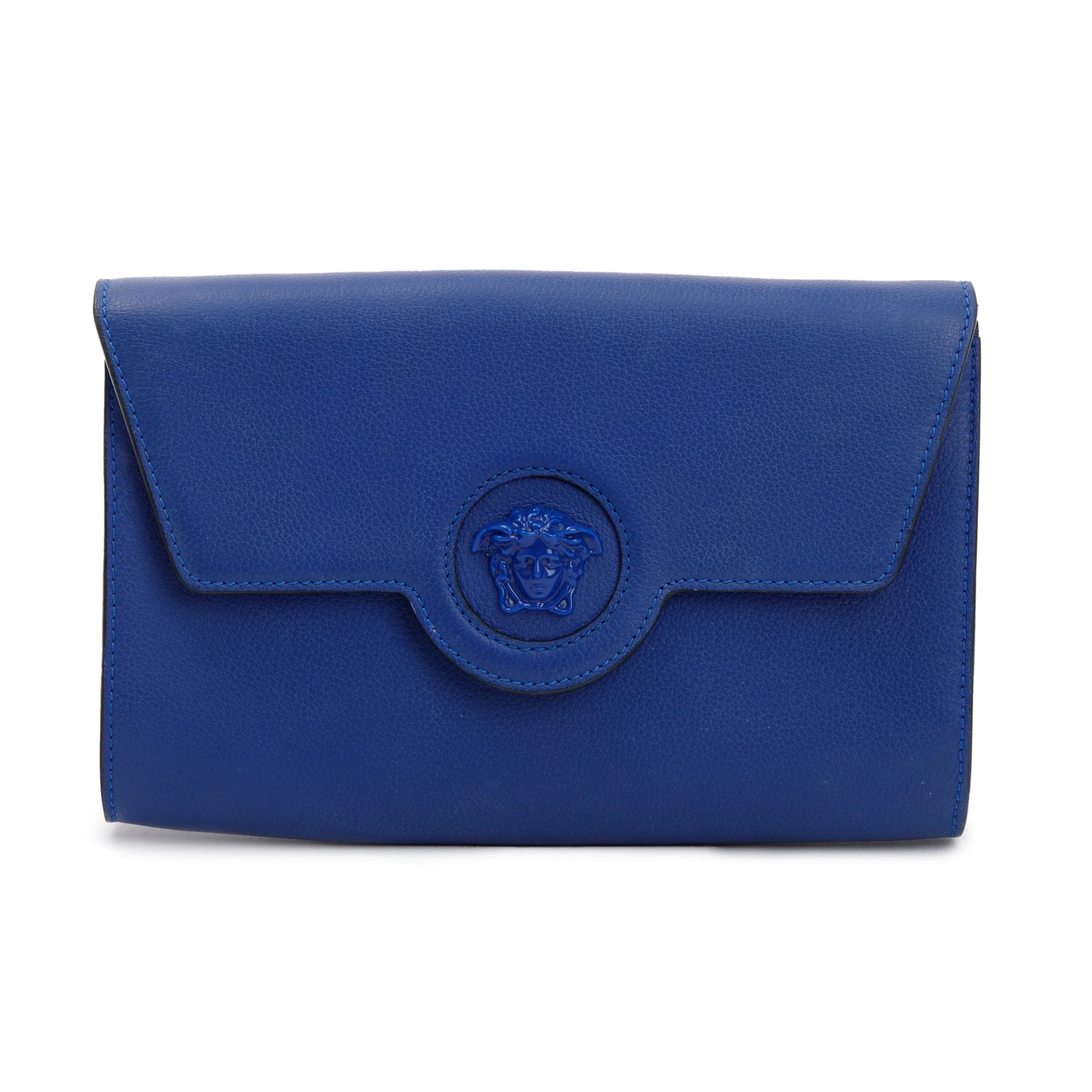 Versace Blue Calfskin Leather La Medusa Crossbody Bag w/ Authenticity Card - Image 3
