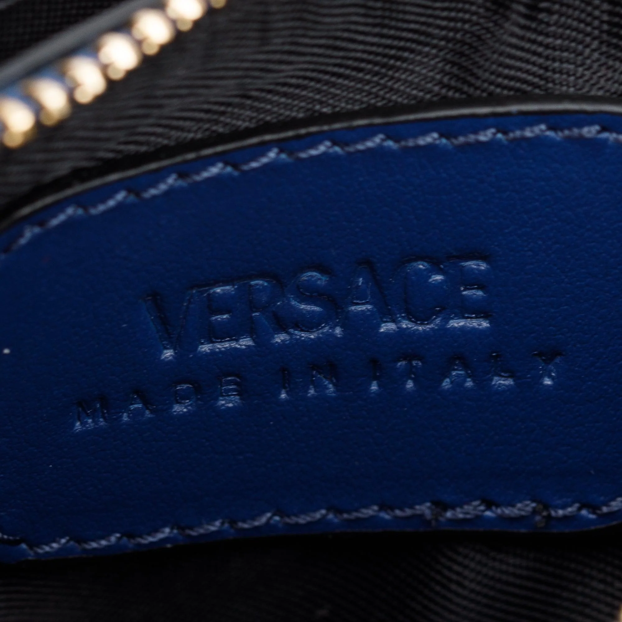 Versace Blue Leather La Medusa Lanyard Card Holder Wallet - Image 8