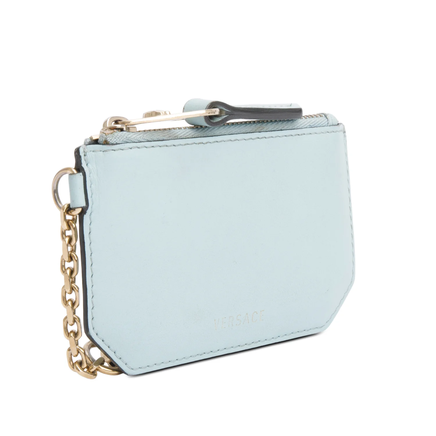 Versace Blue Leather Medusa Key Pouch - Image 2