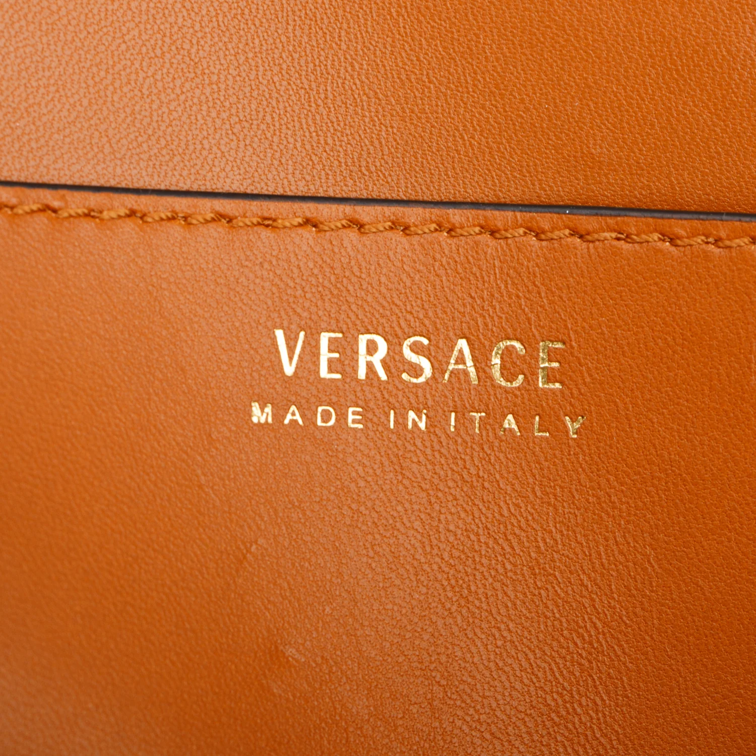 Versace Brown Nappa Leather Virtus Shoulder Bag - Image 8