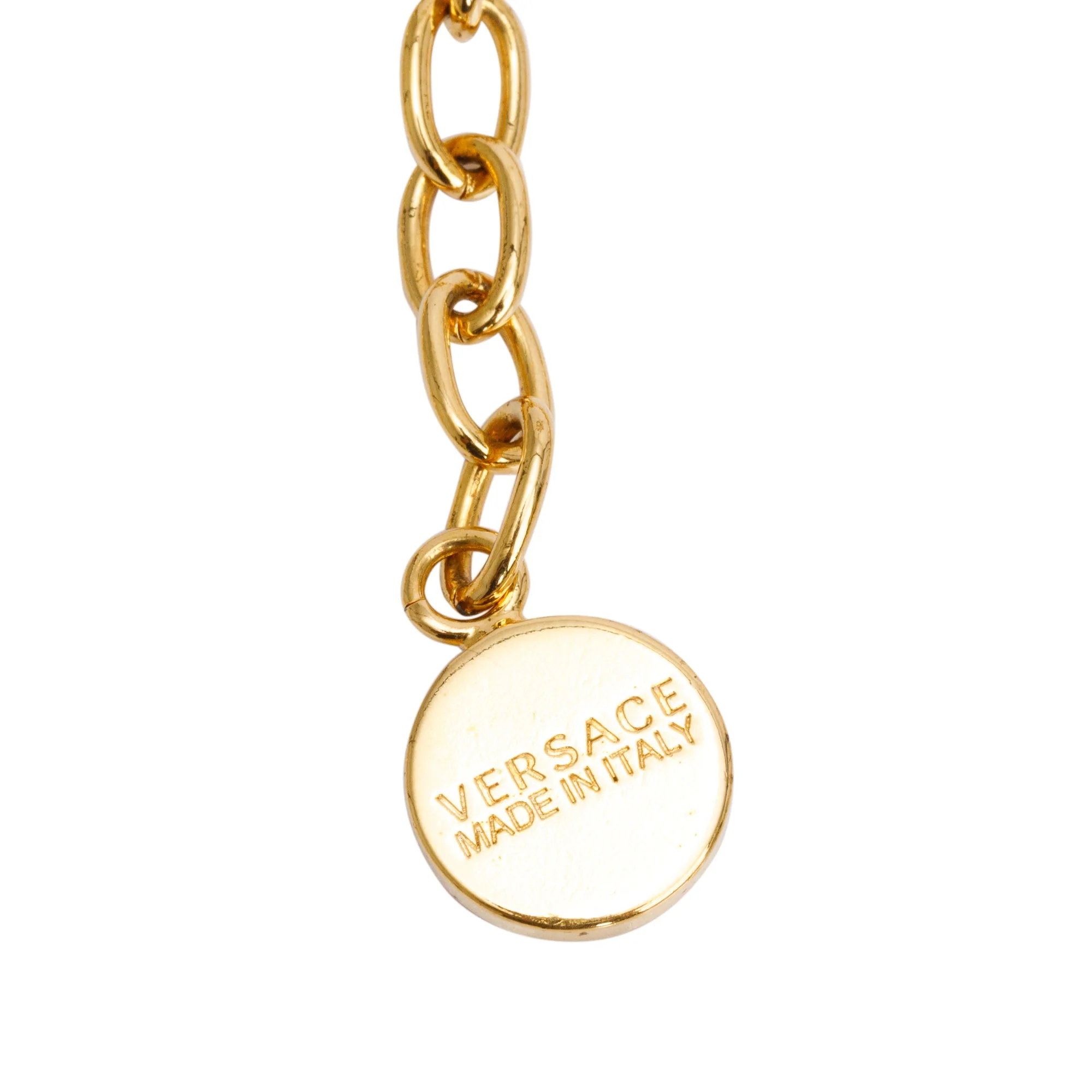 Versace Gold Plated Crystal La Medusa Greca Pendant Necklace w/ Box - Image 6