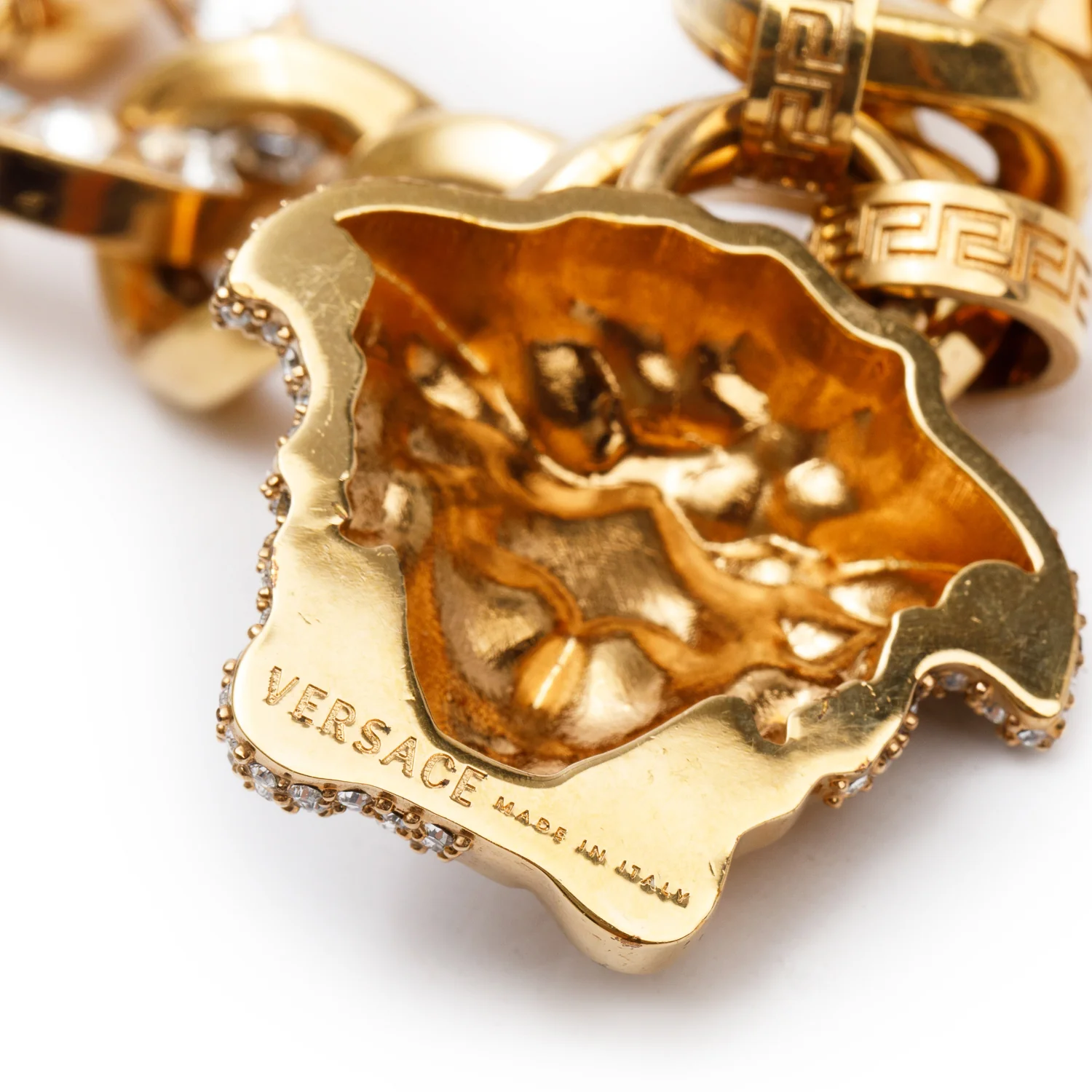 Versace Gold Plated Crystal Medusa Thick Chain Pendant Necklace w/ Box - Image 5