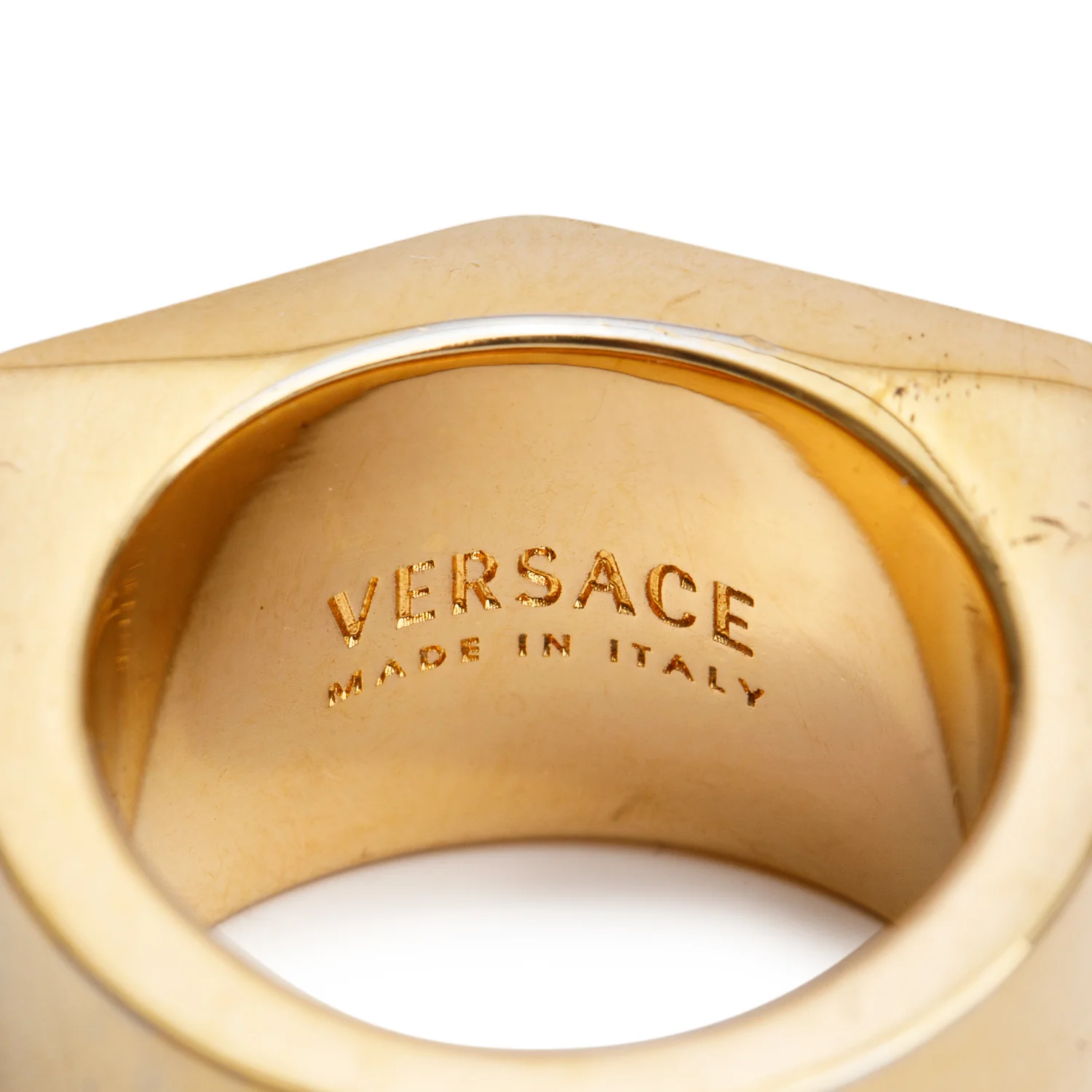 Versace Gold-Plated La Greca Engraved Ring, Size 5 w/ Box - Image 6