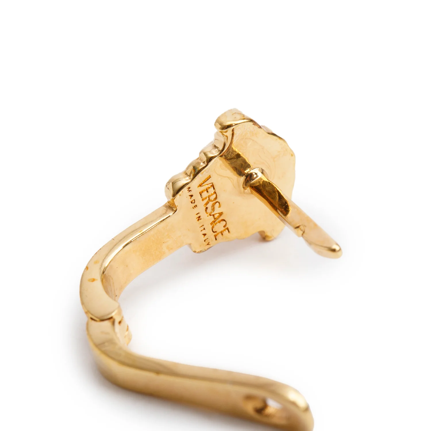 Versace Gold Plated Medusa Greca Huggie Earrings w/ Box - Image 4