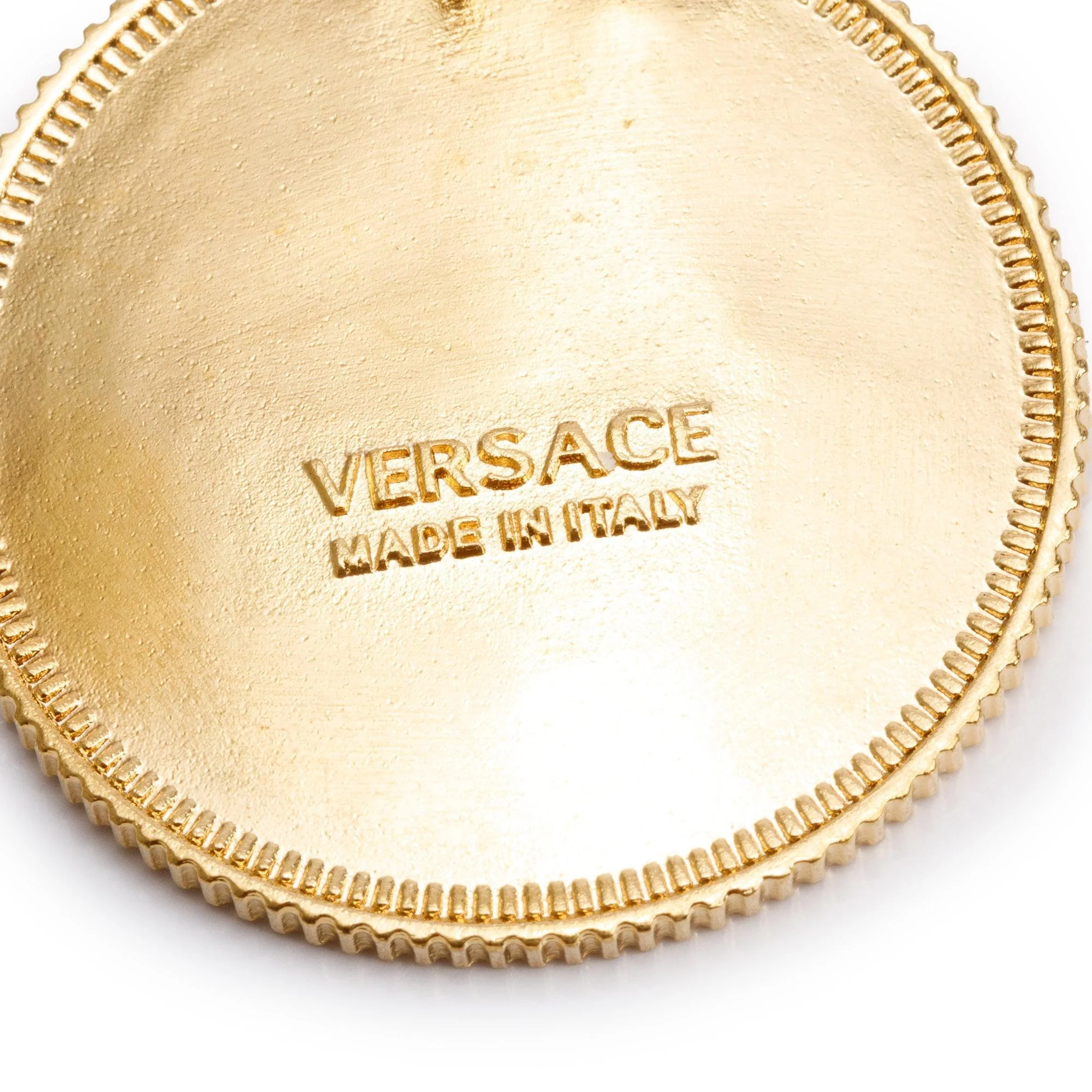 Versace Gold Plated Medusa Tribute Coin Drop Earrings w/ Box - Image 4
