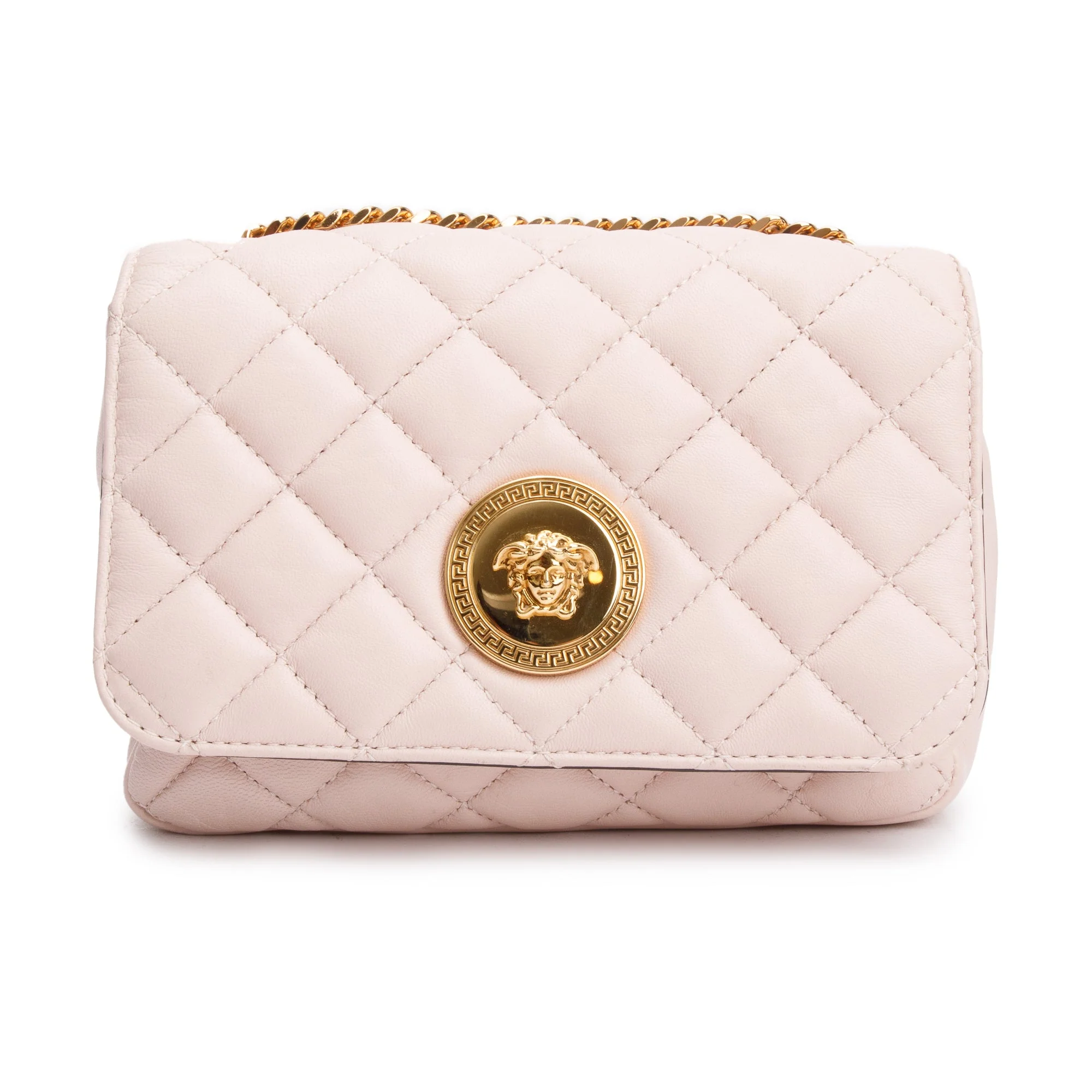 Versace Light Pink Quilted Nappa Leather Medusa Chain Crossbody Bag - Image 3