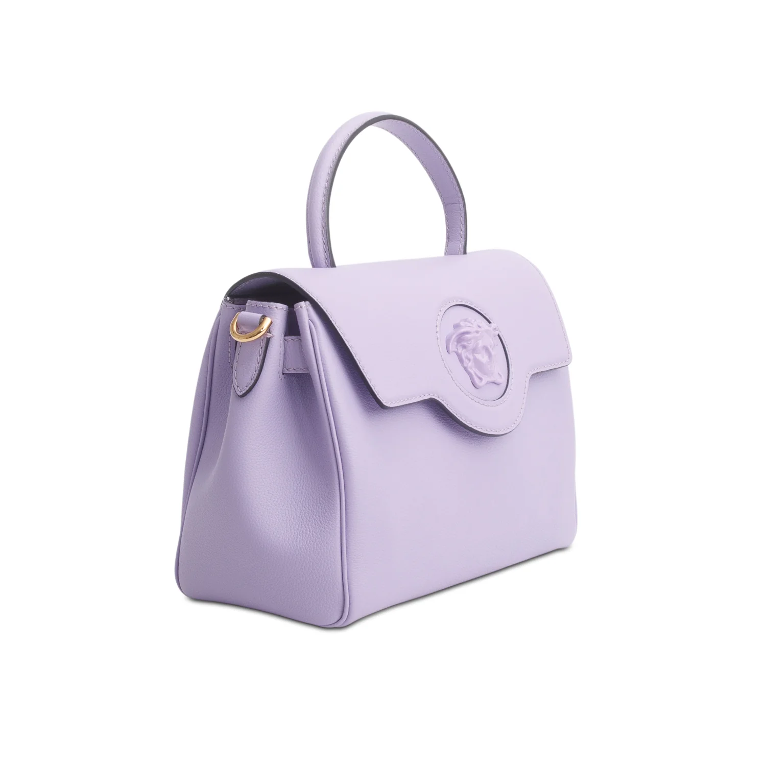 Versace Purple Grained Calfskin Medium La Medusa Top Handle w/ Straps - Image 4