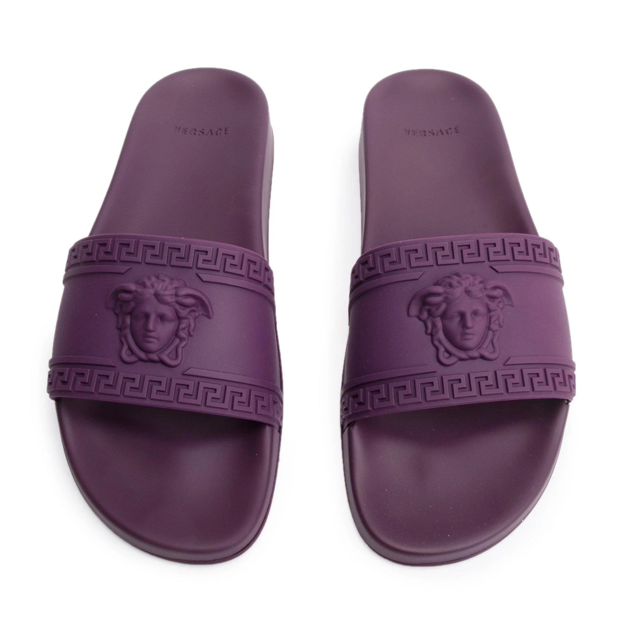 Versace Purple Rubber Palazzo Pool Slides, Size 45 w/ Box & Authenticity Card