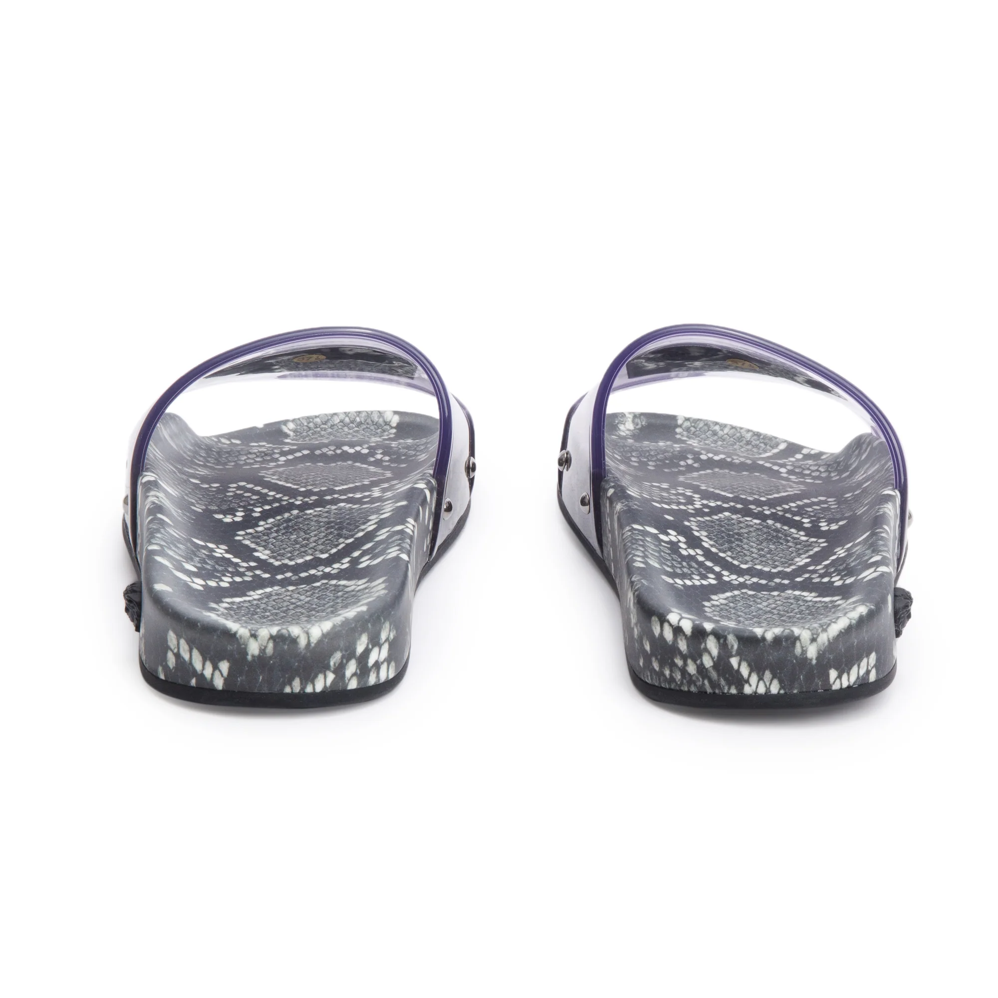 Versace Python Print Purple Transparent Rubber Slides, Size 37.5 w/ Box - Image 5